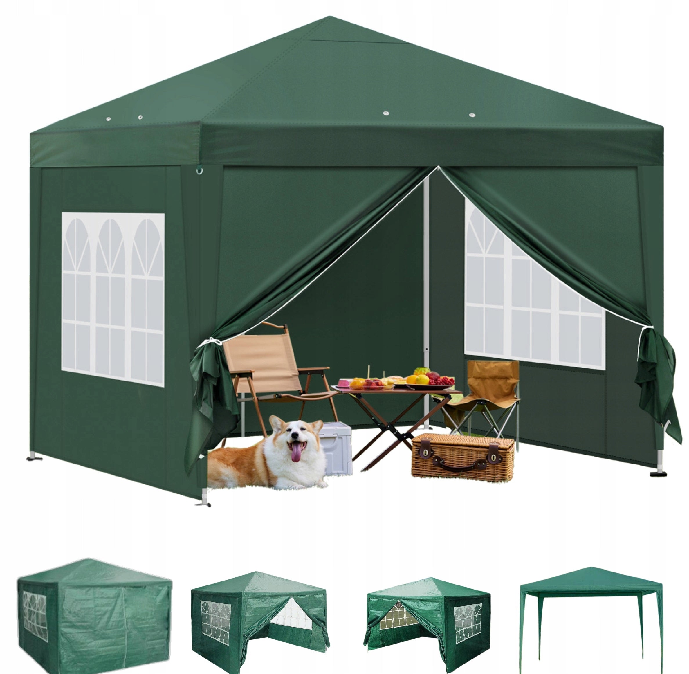 GARDEN PAVILION TENT 4 WALLS GAZEBO FOR GARDEN PARTY COMMERCIAL