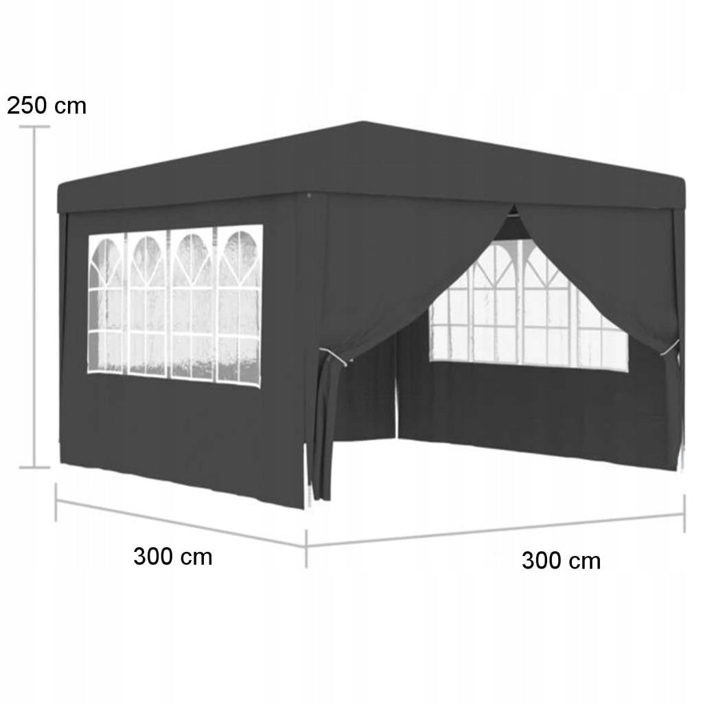 GARDEN PAVILION TENT COMMERCIAL GAZEBO 300 x 300 cm 4 WALLS WINDOW CASTLE Type tent