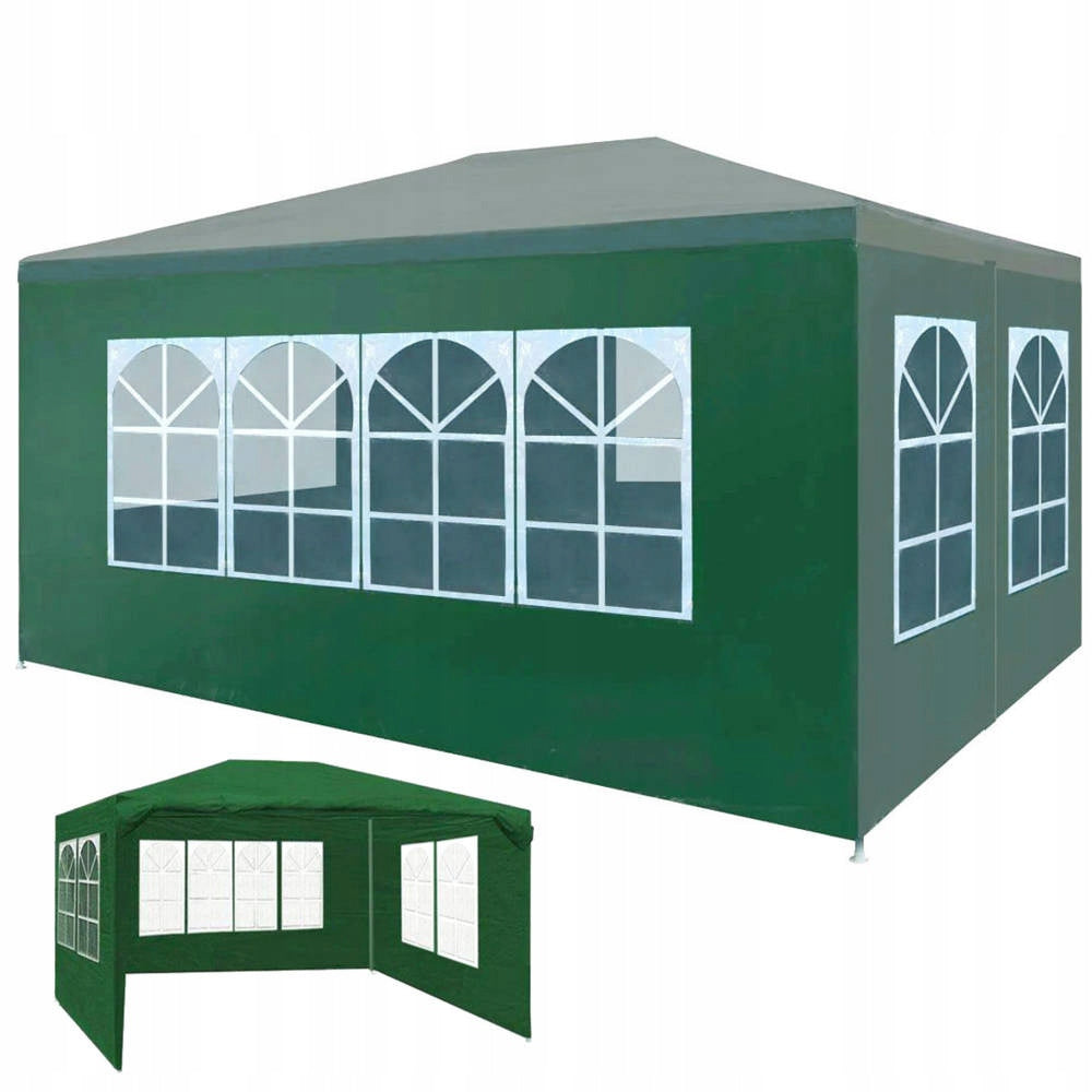 GARDEN PAVILION TENT COMMERCIAL GAZEBO 3x4 m + 4 WINDOW WALLS