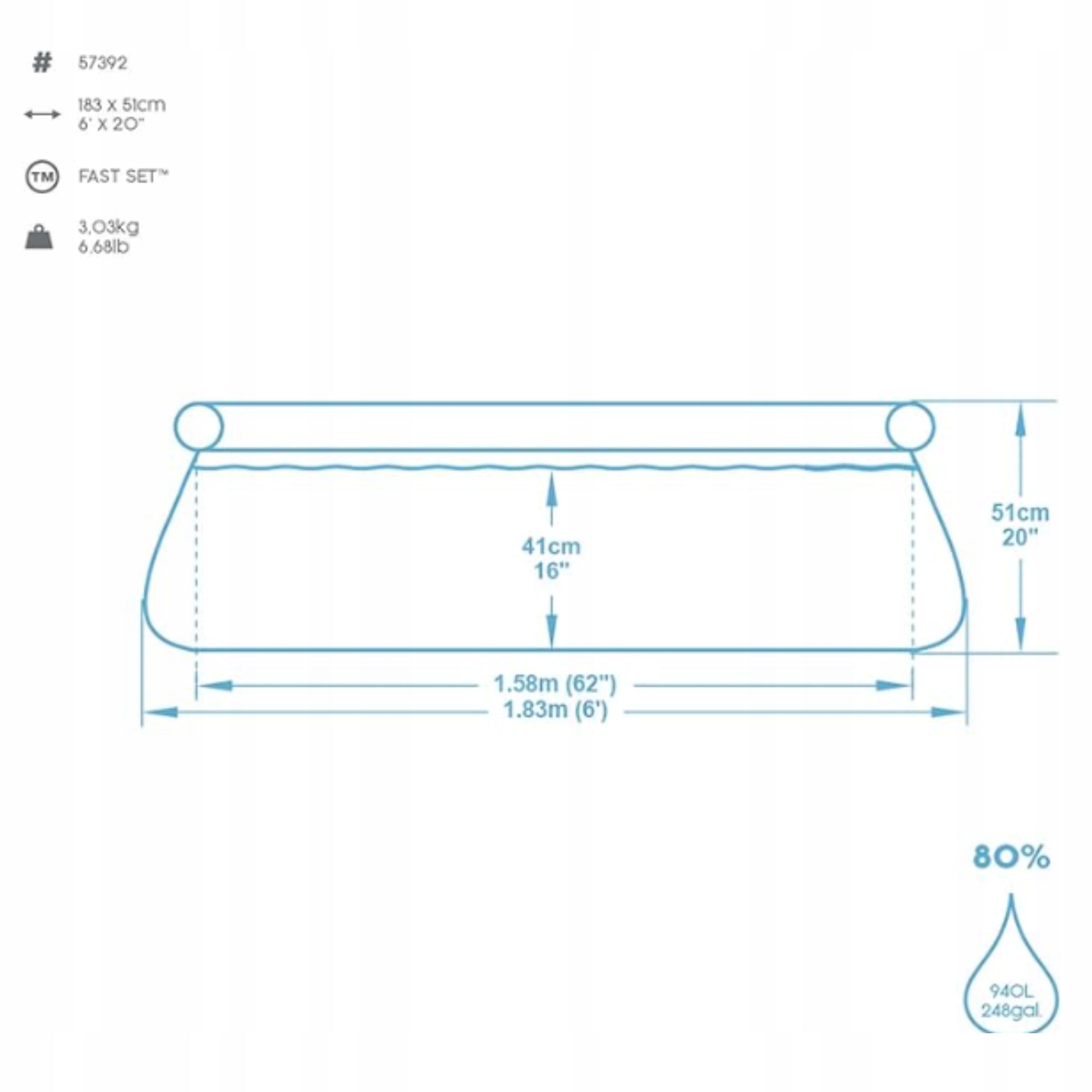 GARDEN POOL BESTWAY ROUND EXPANSION 183 x 51 cm SOLID QUICK INSTALLATION Length 183 cm