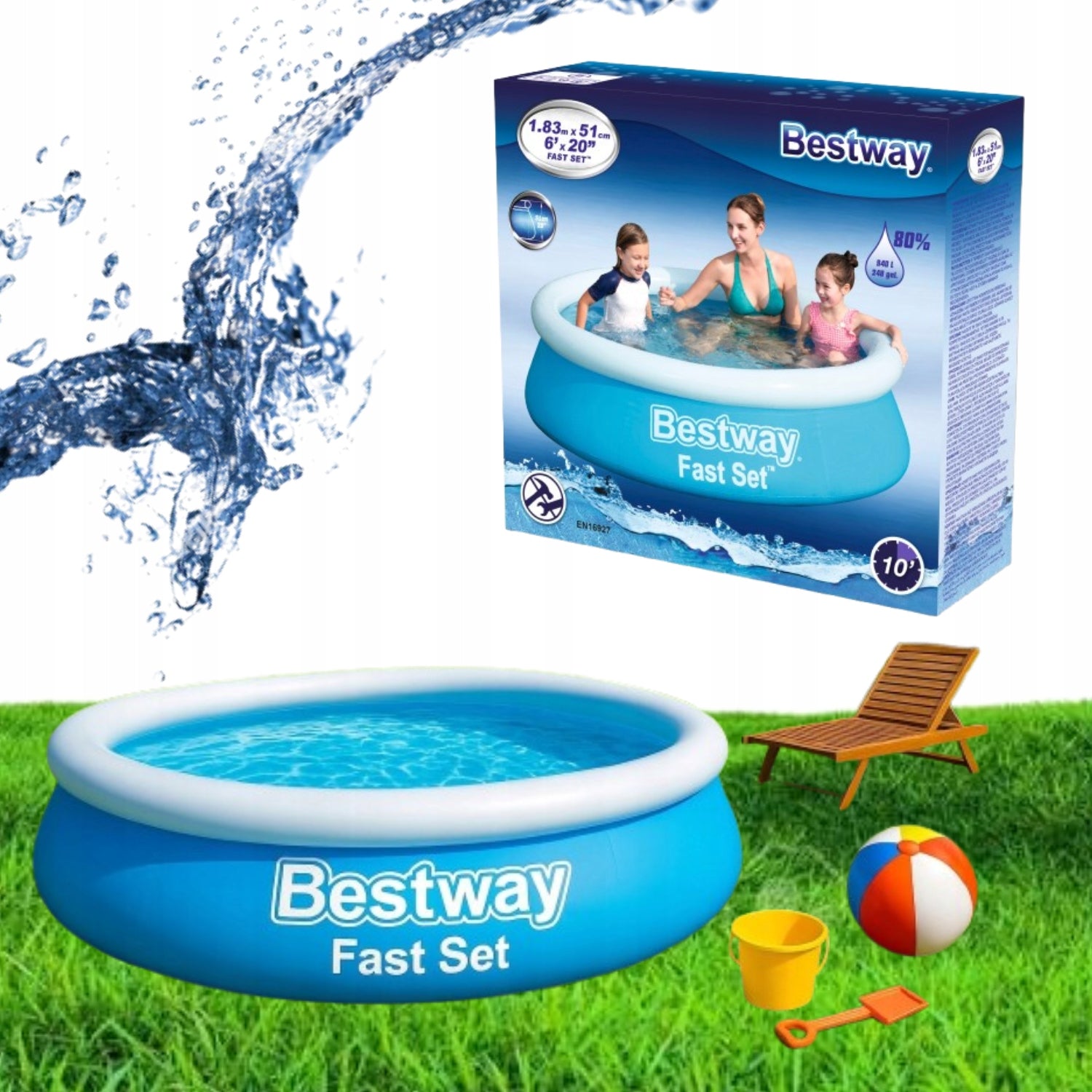 GARDEN POOL BESTWAY ROUND EXPANSION 183 x 51 cm SOLID QUICK INSTALLATION