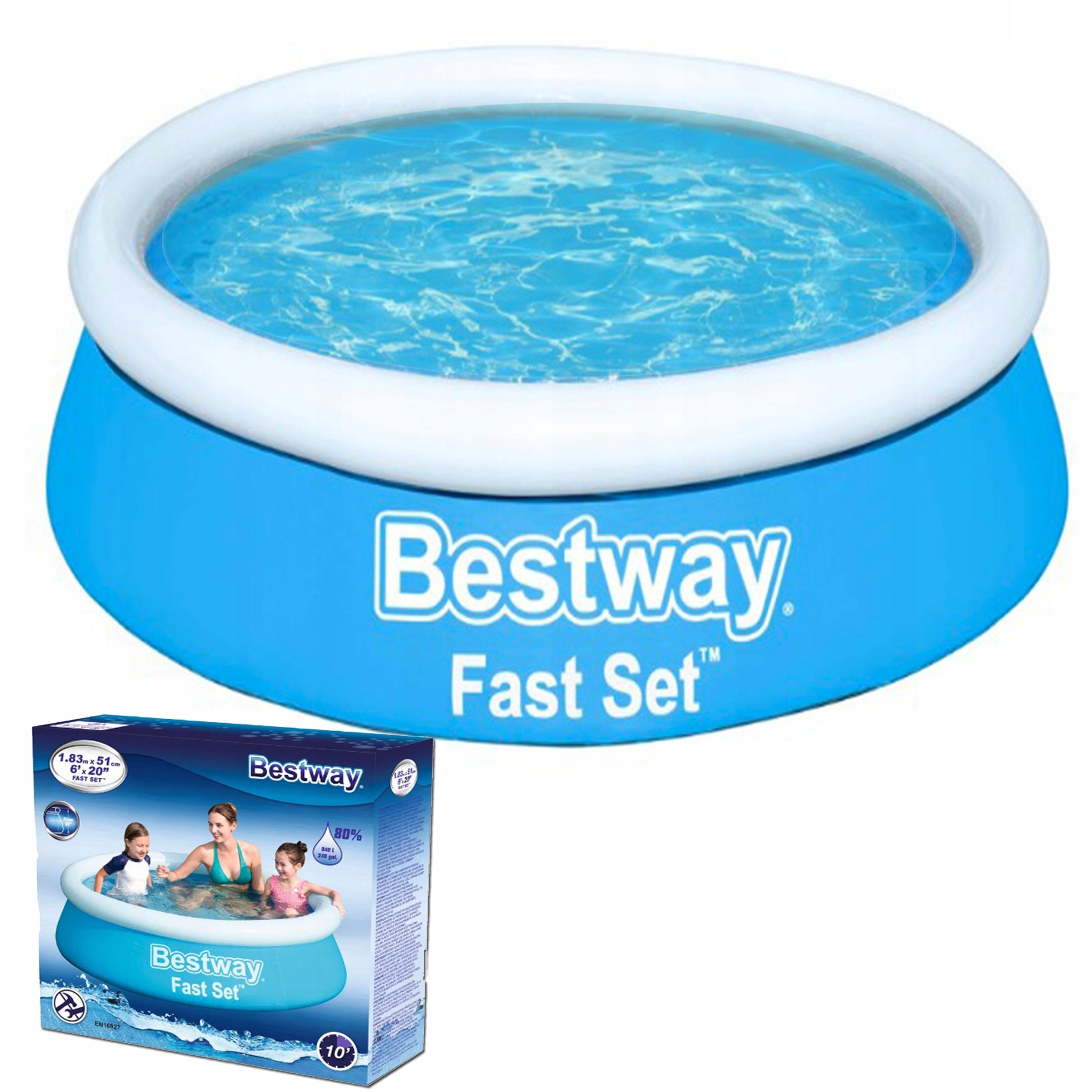 GARDEN POOL INFLATABLE EXPANSION FOR CHILDREN ROUND BESTWAY 183x51CM STRONG Series Fast Set