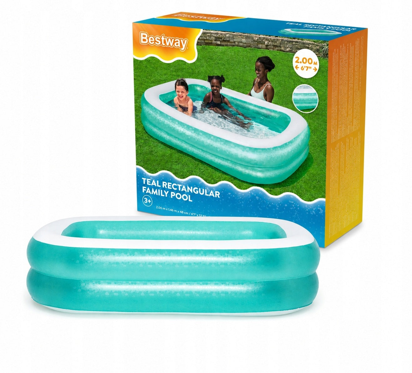 GARDEN POOL INFLATABLE FAMILY FOR CHILDREN 200x146x48 cm 450L LARGE Manufacturer code BASEN DMUCHANY OGRODOWY