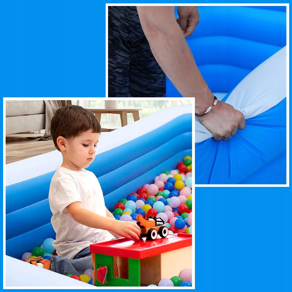 GARDEN POOL INFLATABLE LARGE FAMILY RECTANGULAR FOR GARDEN 265x183 + 2 PATCHES Product width 183 cm