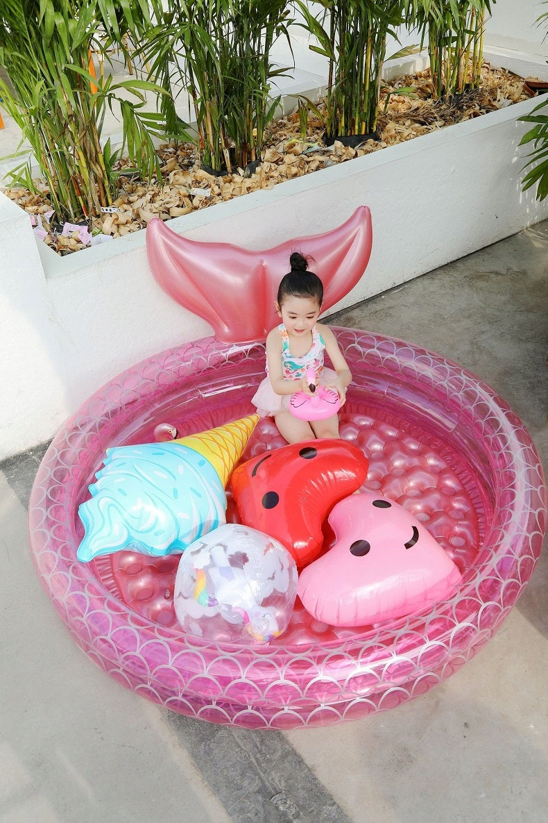 GARDEN POOL INFLATABLE PUMPED SOFT BOTTOM PADDLING POOL FOR CHILDREN "L" Color pink