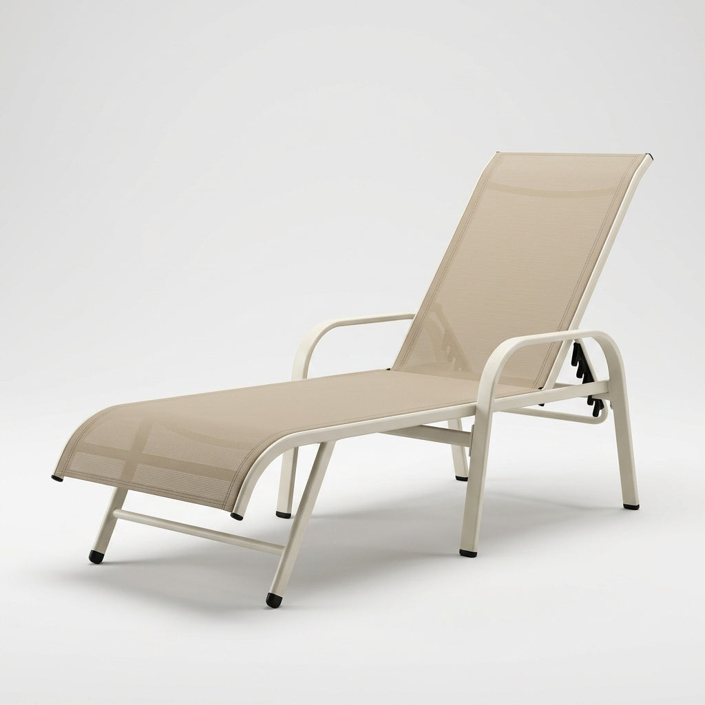 GARDEN POOL LOUNGER FLAT FOLDING STRONG BEIGE YS-33 Packaging status original