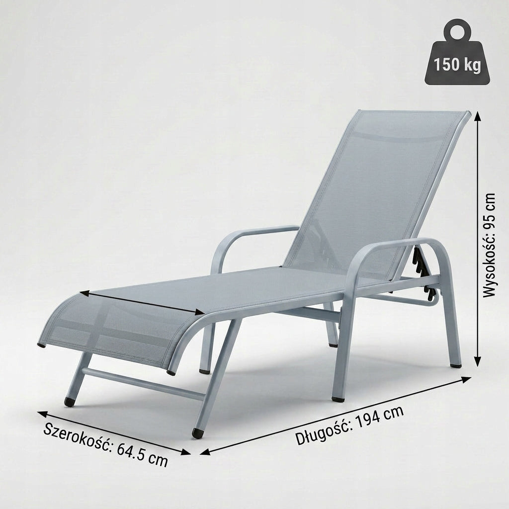 GARDEN POOL LOUNGER FLAT FOLDING STRONG GREY YS-33 Brand IDEAL