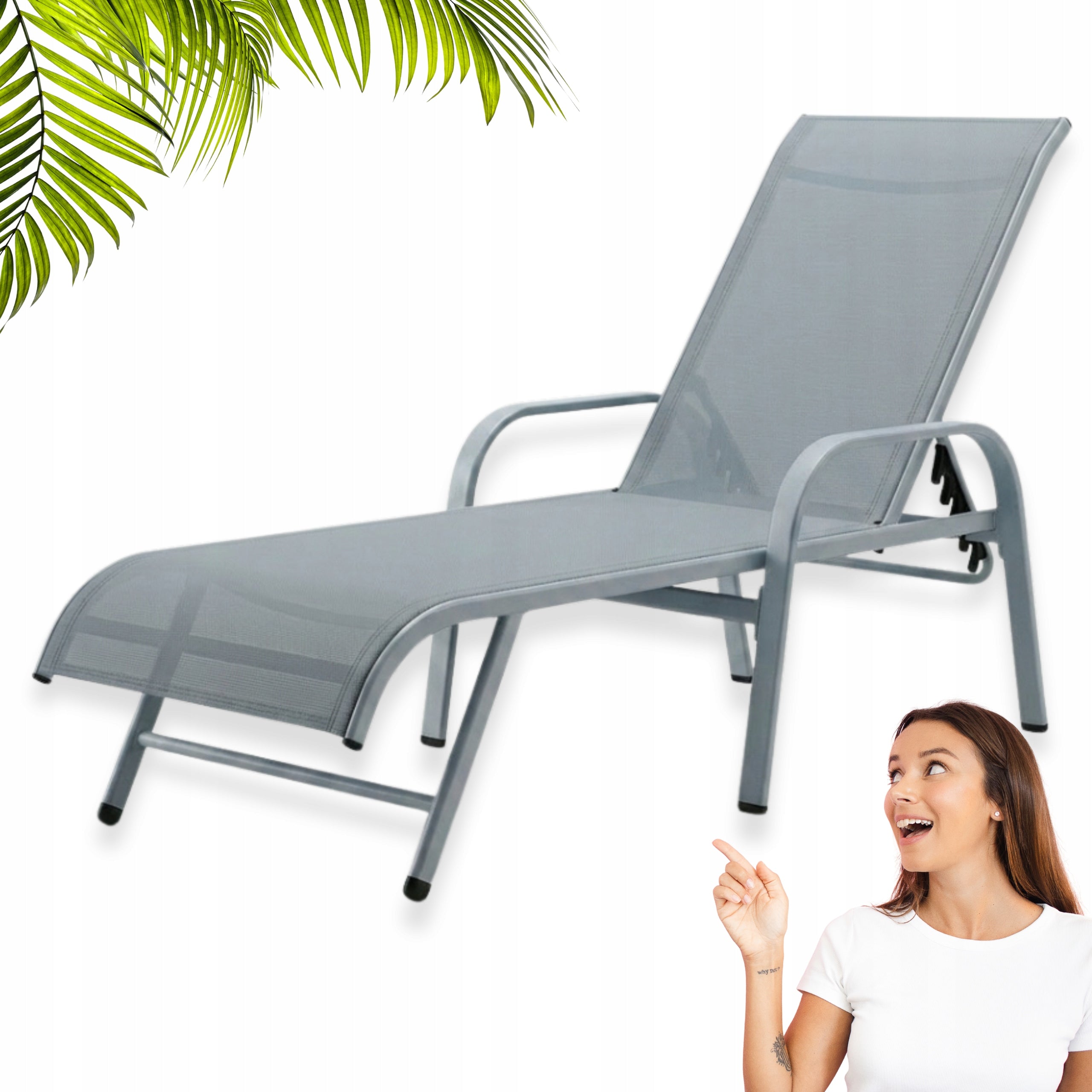GARDEN POOL LOUNGER FLAT FOLDING STRONG GREY YS-33