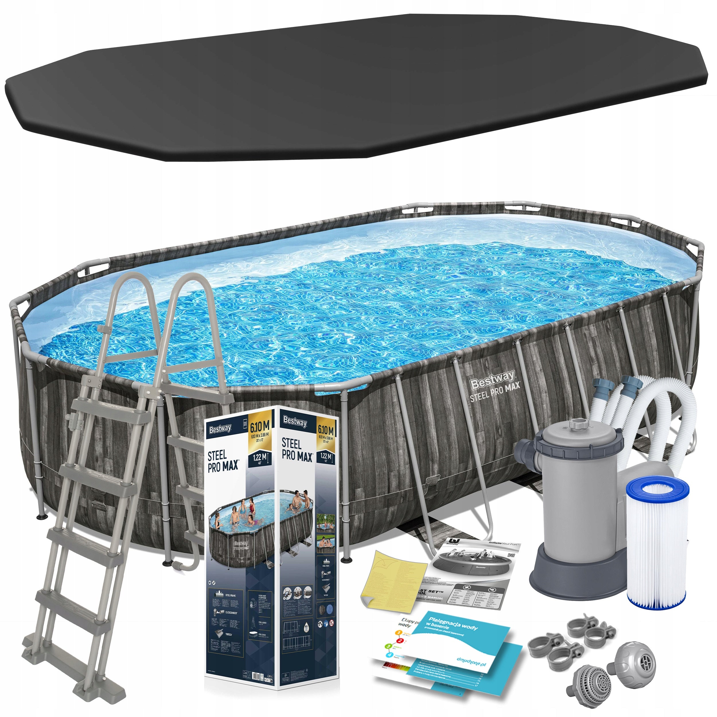 GARDEN POOL RACK 610x366x122cm OVAL BESTWAY SET 11in1