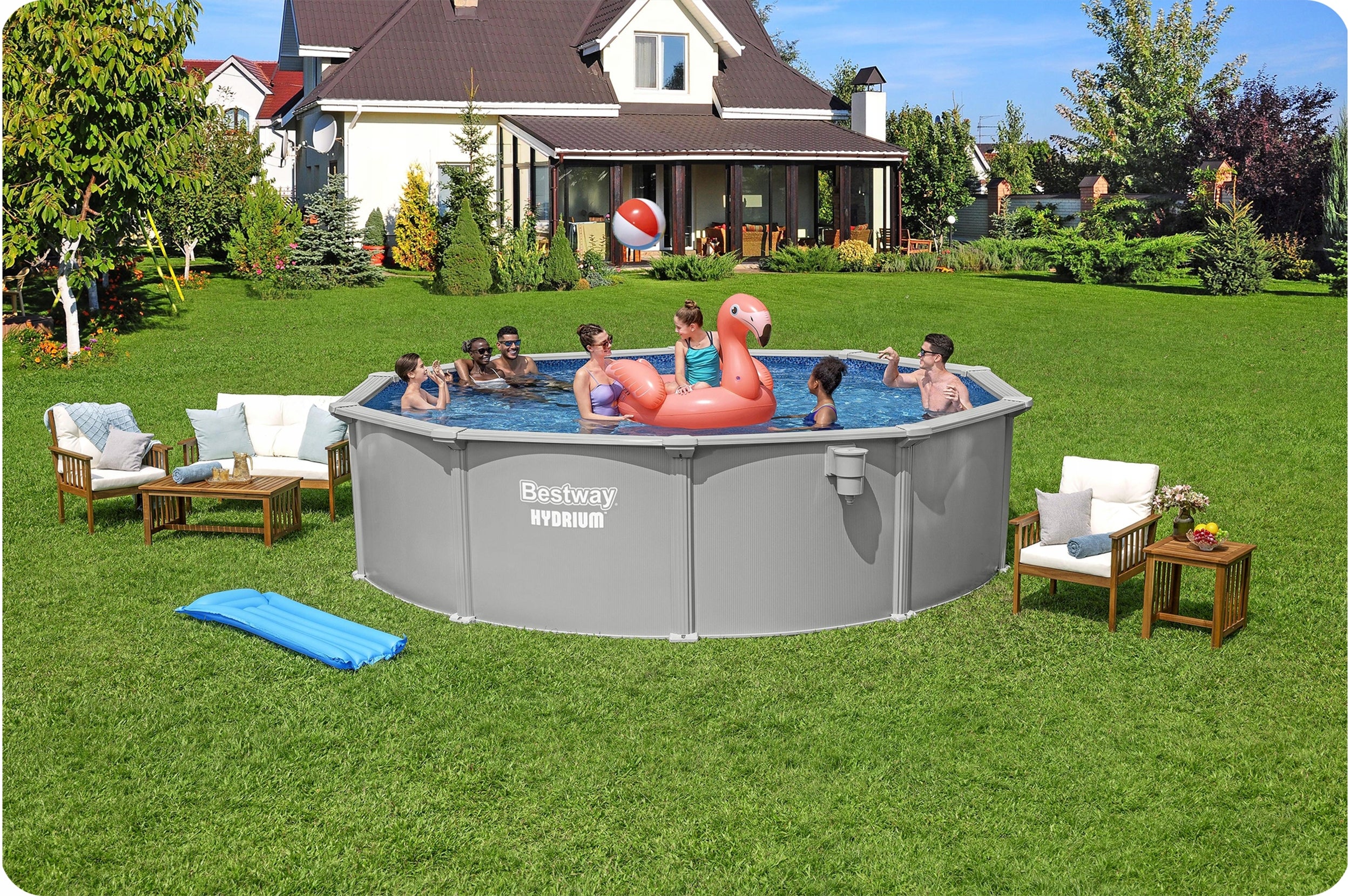 GARDEN POOL YEAR-ROUND PANEL HYDRAUM 457x122 cm BESTWAY SET 13in1 Brand Bestway