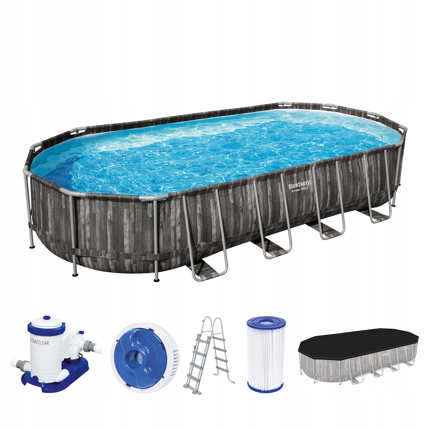 GARDEN RACK POOL 732x366x122 BESTWAY LADDER PUMP Set 5611T