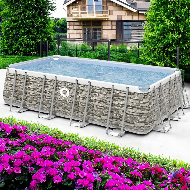 GARDEN RACK POOL RECTANGULAR AVENLI ROCKY PUMP 400x200 SET 10in1 Height 99 cm