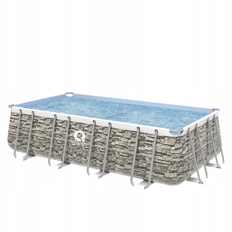 GARDEN RACK POOL RECTANGULAR AVENLI ROCKY PUMP 400x200 SET 10in1 Kind frame