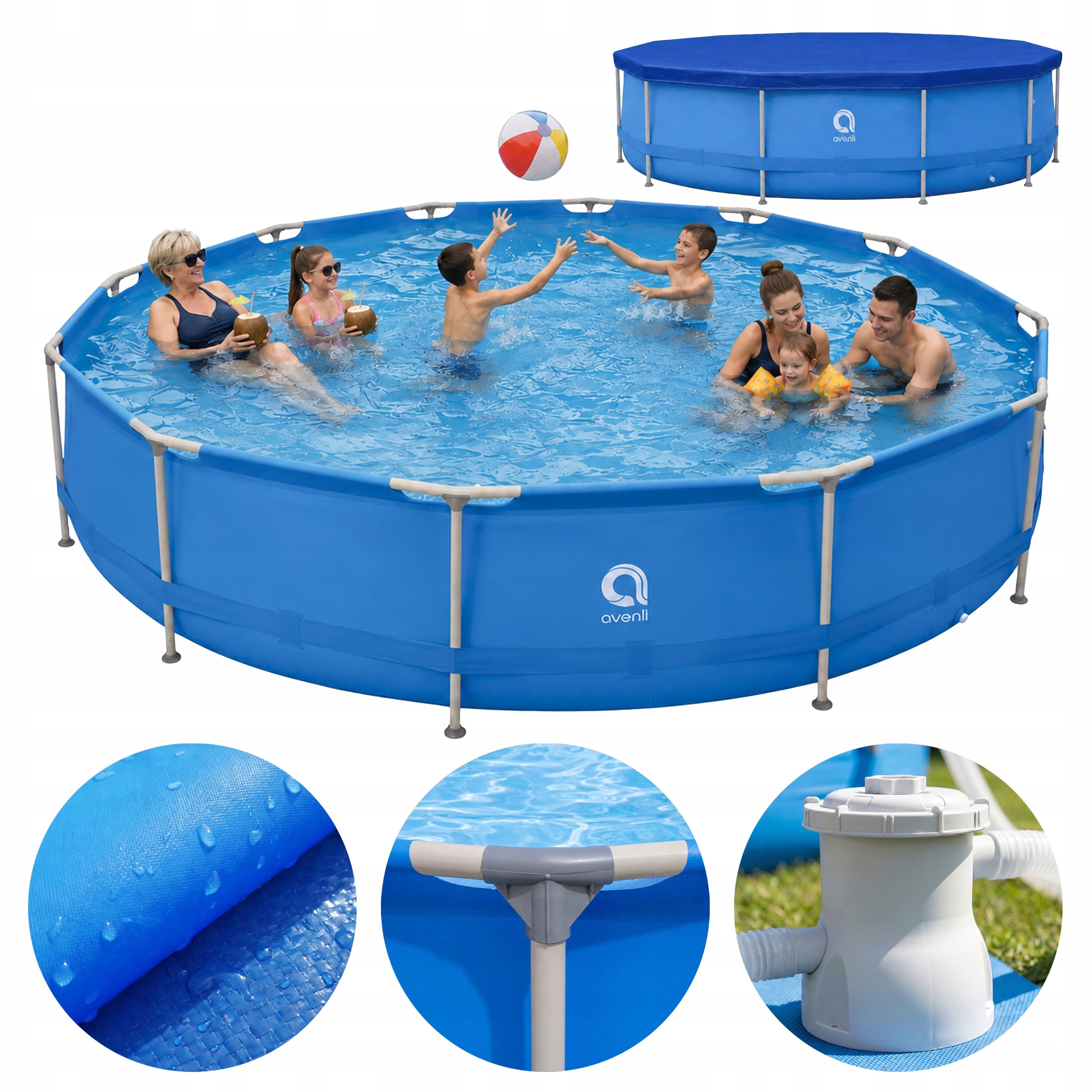 GARDEN RACK POOL ROUND AVENLI PALM WITH PUMP 450x90 SET