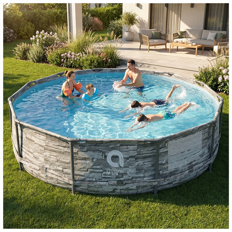 GARDEN RACK POOL ROUND AVENLI STONY WITH PUMP 366x76 CM SET 9in1 Manufacturer code STONY