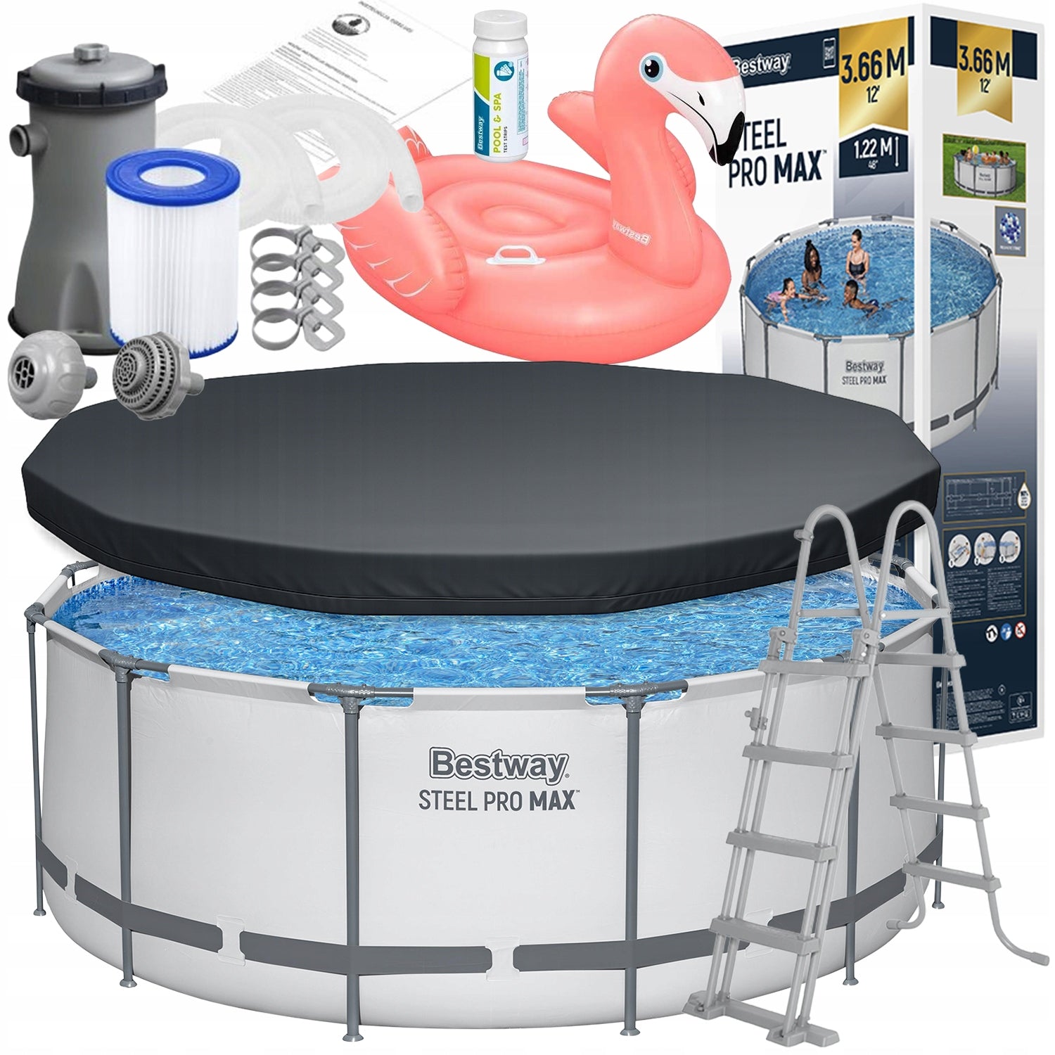 GARDEN RACK POOL ROUND FAMILY 366x122 BESTWAY 14in1 FULL 14in1