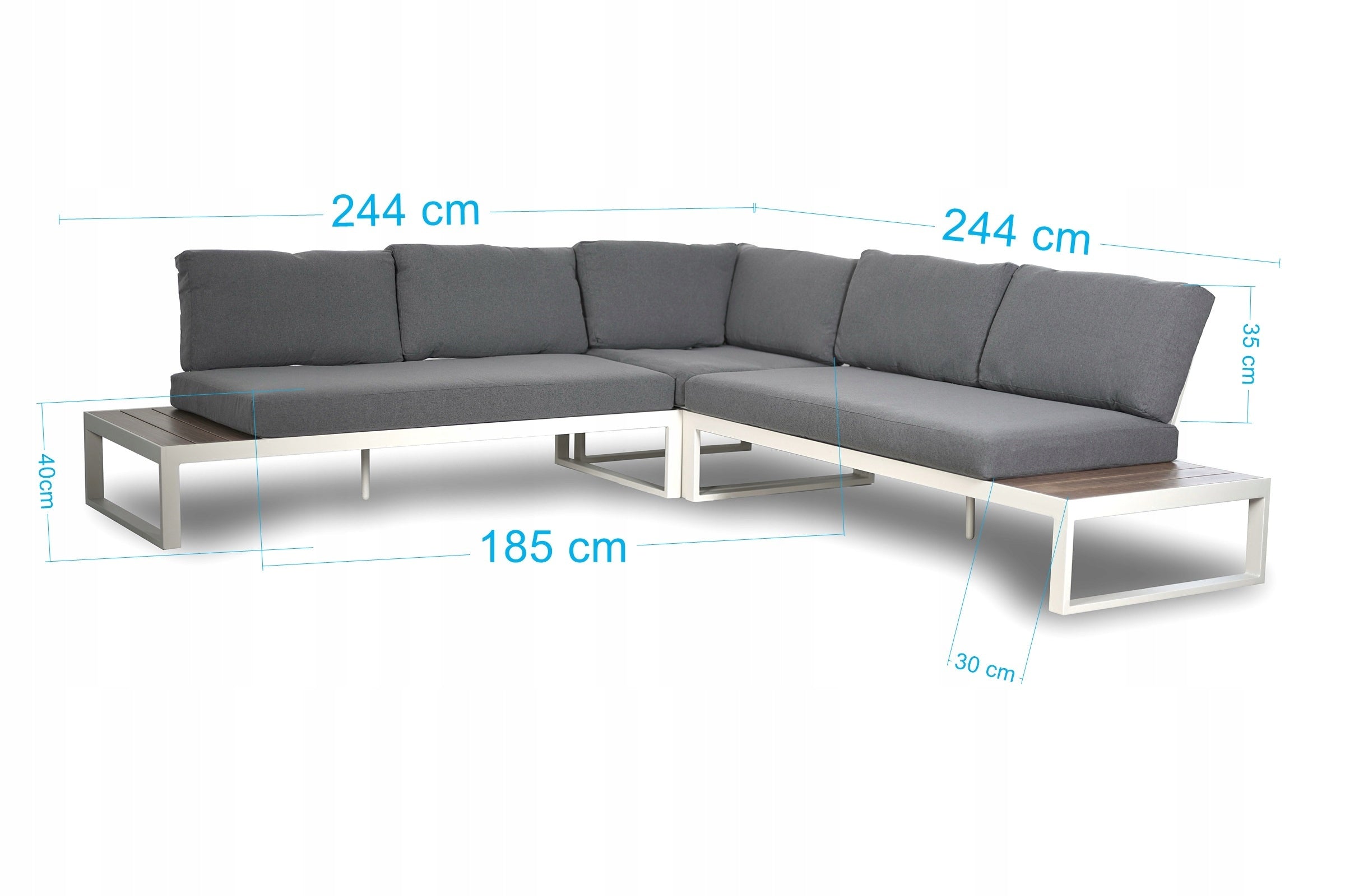 GARDEN SET ALUMINUM CORCIANO CORNER SOFA TABLE GARDEN FURNITURE Main material metal
