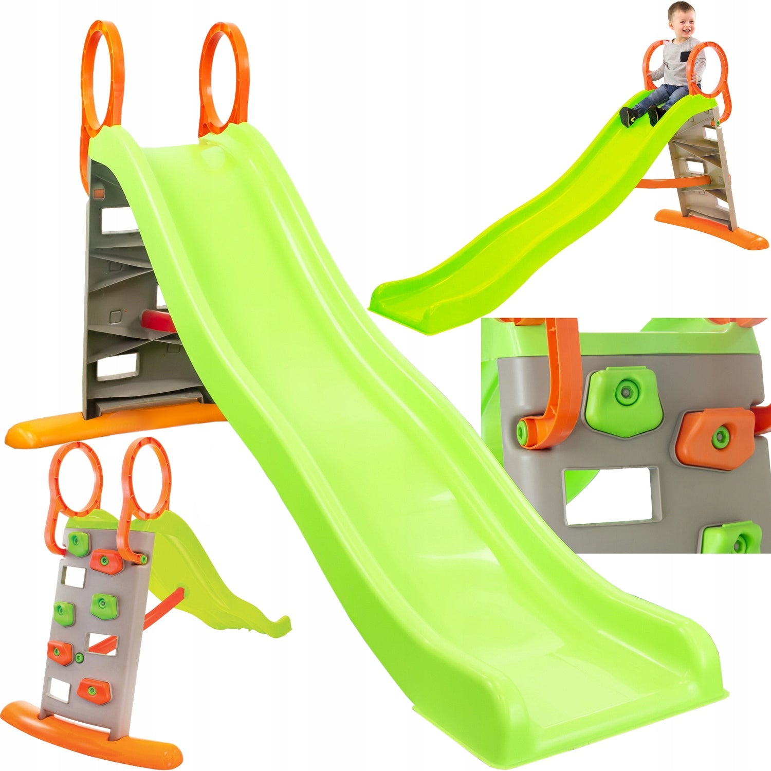 GARDEN SLIDE WITH CLIMBING WALL AND WATER SPRAY XXL 2m