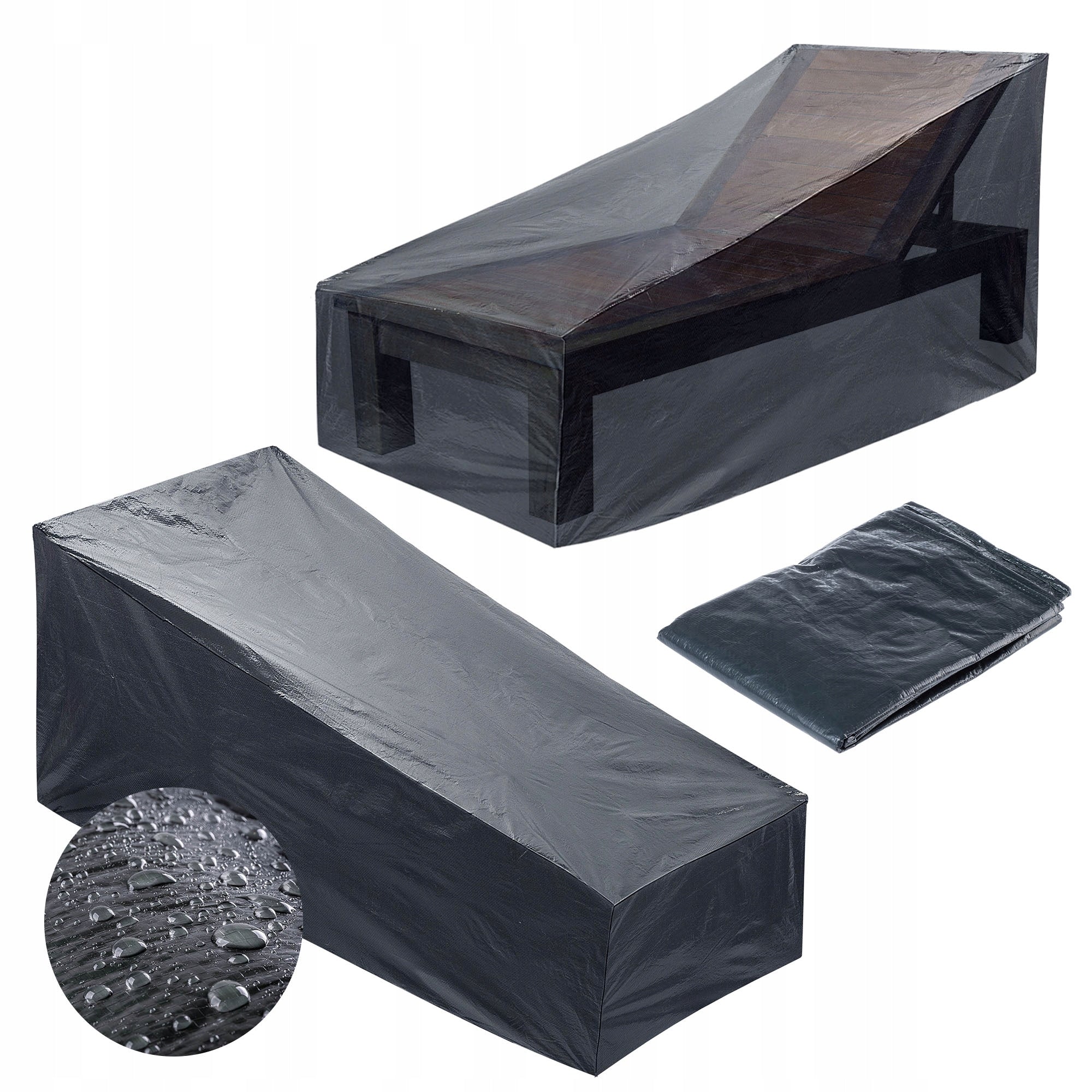 GARDEN SUN LOUNGER COVER PROTECTIVE TARPAULIN WATERPROOF CASE 165x85cm