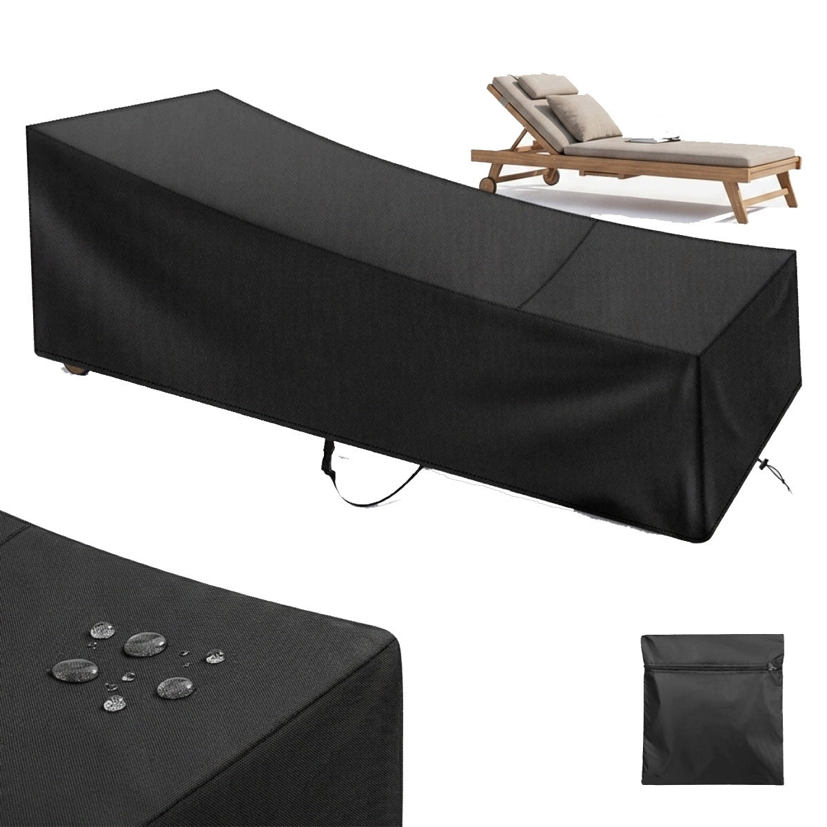 GARDEN SUN LOUNGER COVER WATERPROOF PROTECTOR 210 X 80 cm