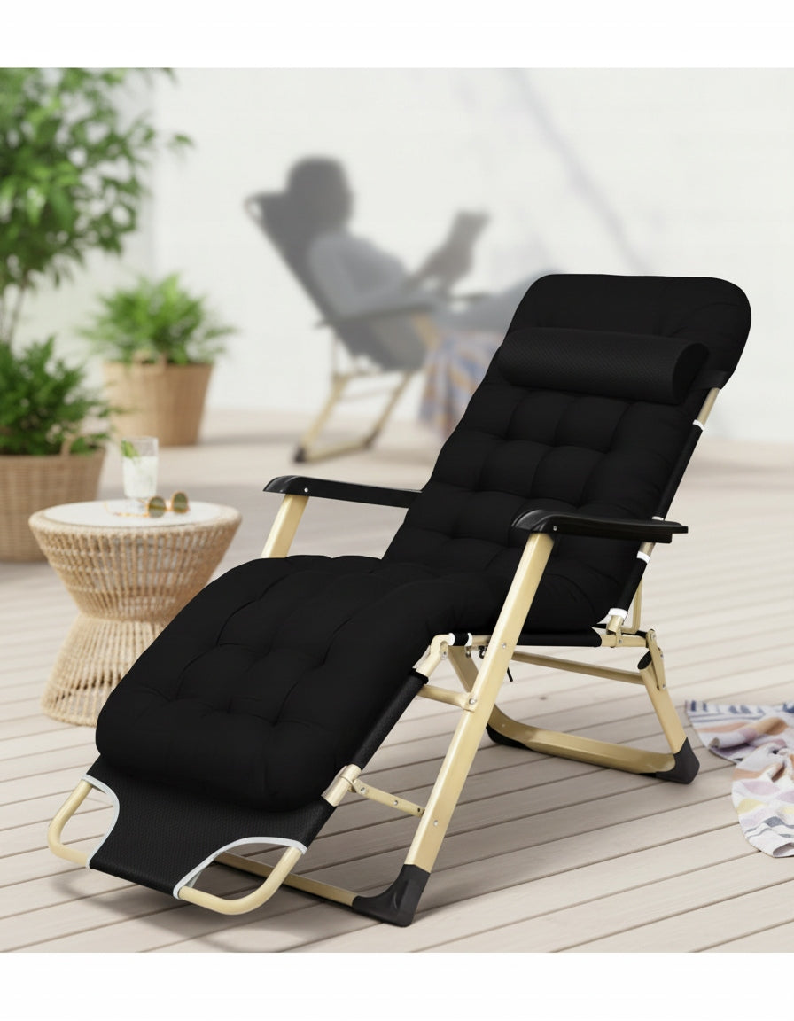 GARDEN SUN LOUNGER DC01-GD-BK BEACH PILLOW FOLDING BLACK IDEALGarden Color black