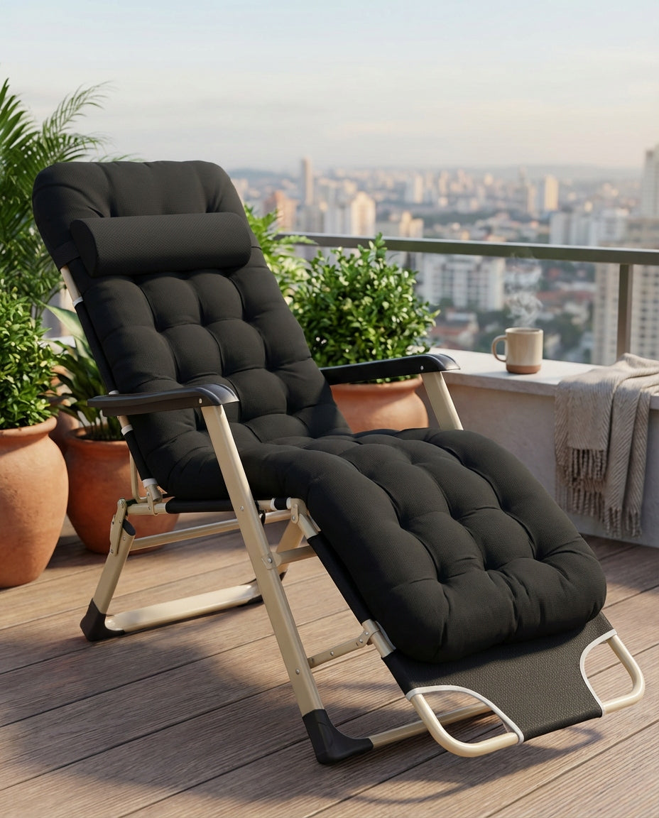 GARDEN SUN LOUNGER DC01-GD-BK BEACH PILLOW FOLDING BLACK IDEALGarden Length (longer side) 178 cm