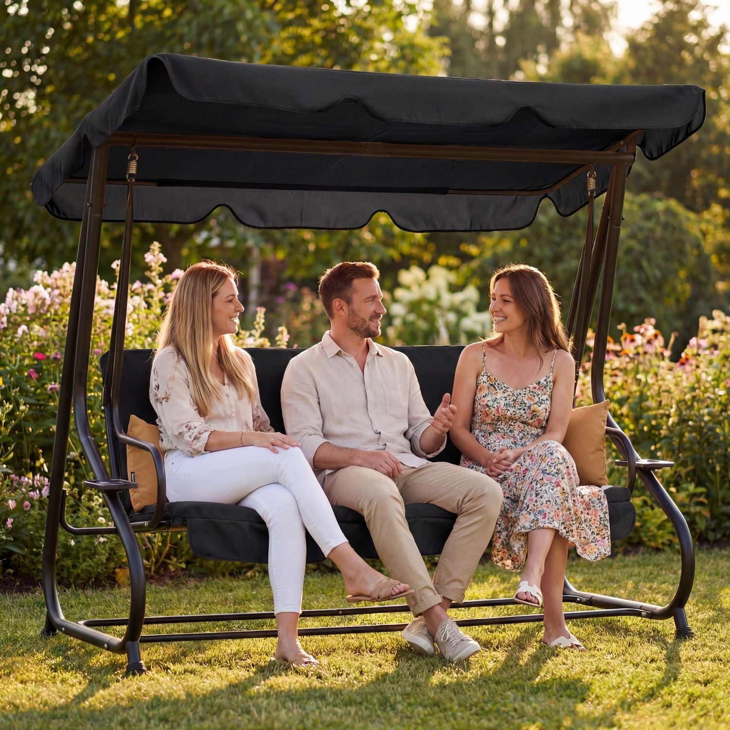 GARDEN SWING 3 PERSON FREESTANDING ROCKING FOLDING PILLOWS LUVERNO Manufacturer code O-42818