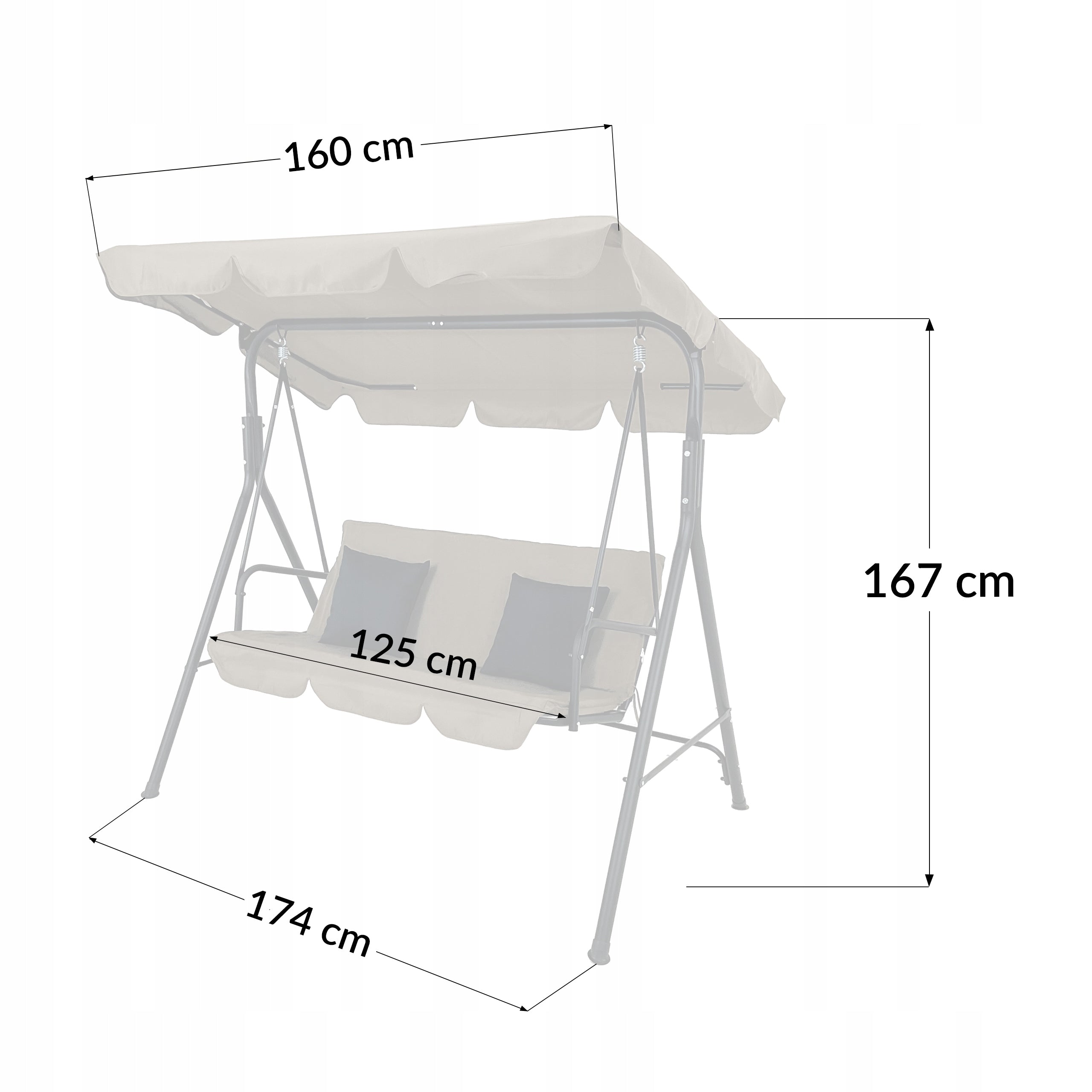 GARDEN SWING 3 SEATER ADJUSTABLE CANOPY CASPI PRO BEIGE PREMIUM Manufacturer kontrasto