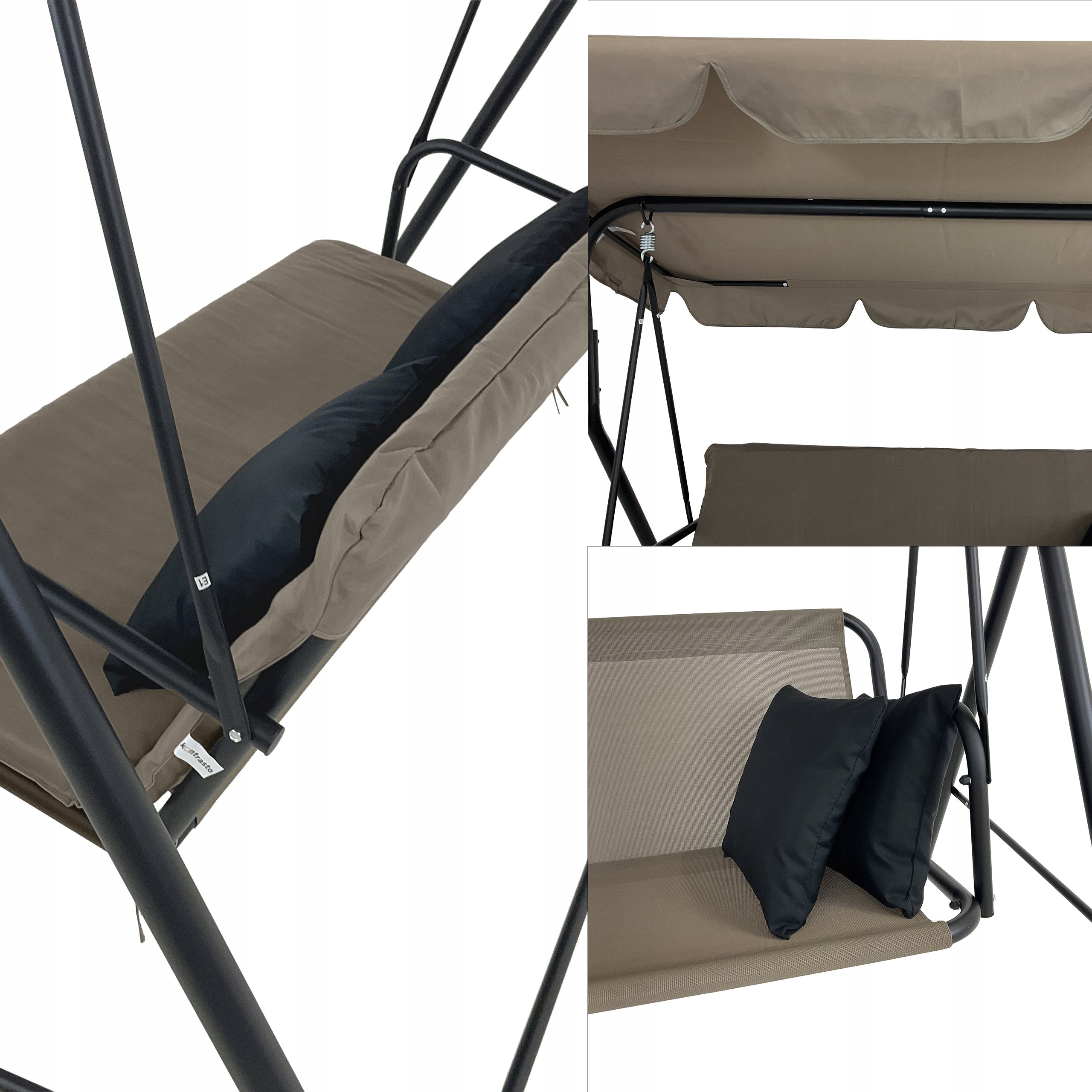 GARDEN SWING 3 SEATER ADJUSTABLE CANOPY CASPI PRO BEIGE PREMIUM Packaging status original