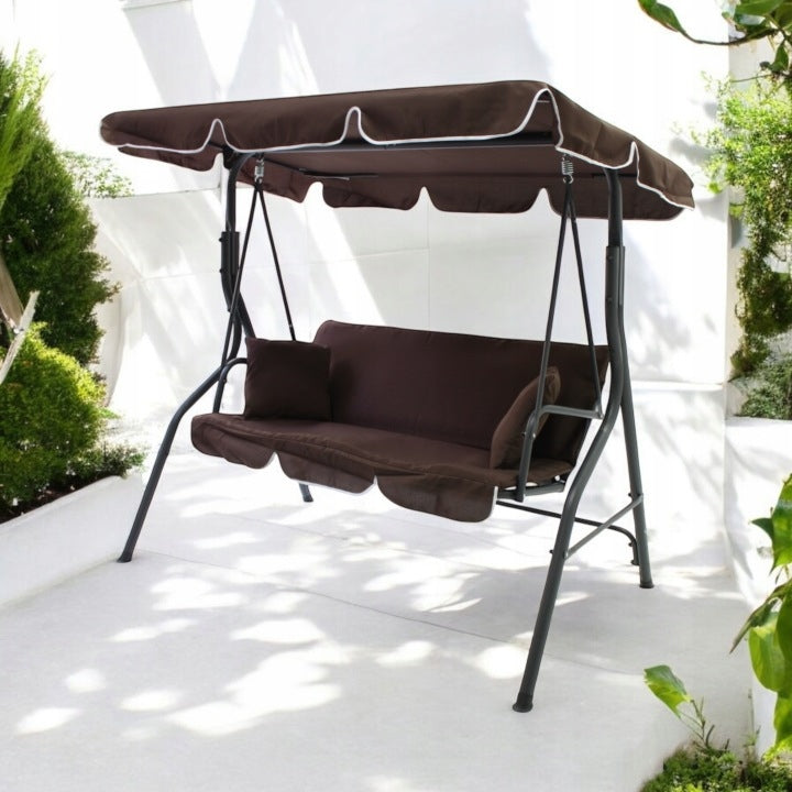 GARDEN SWING 3-SEATER MTG 4003A FREESTANDING WITH VISOR – BROWN Manufacturer code MAS-4003A