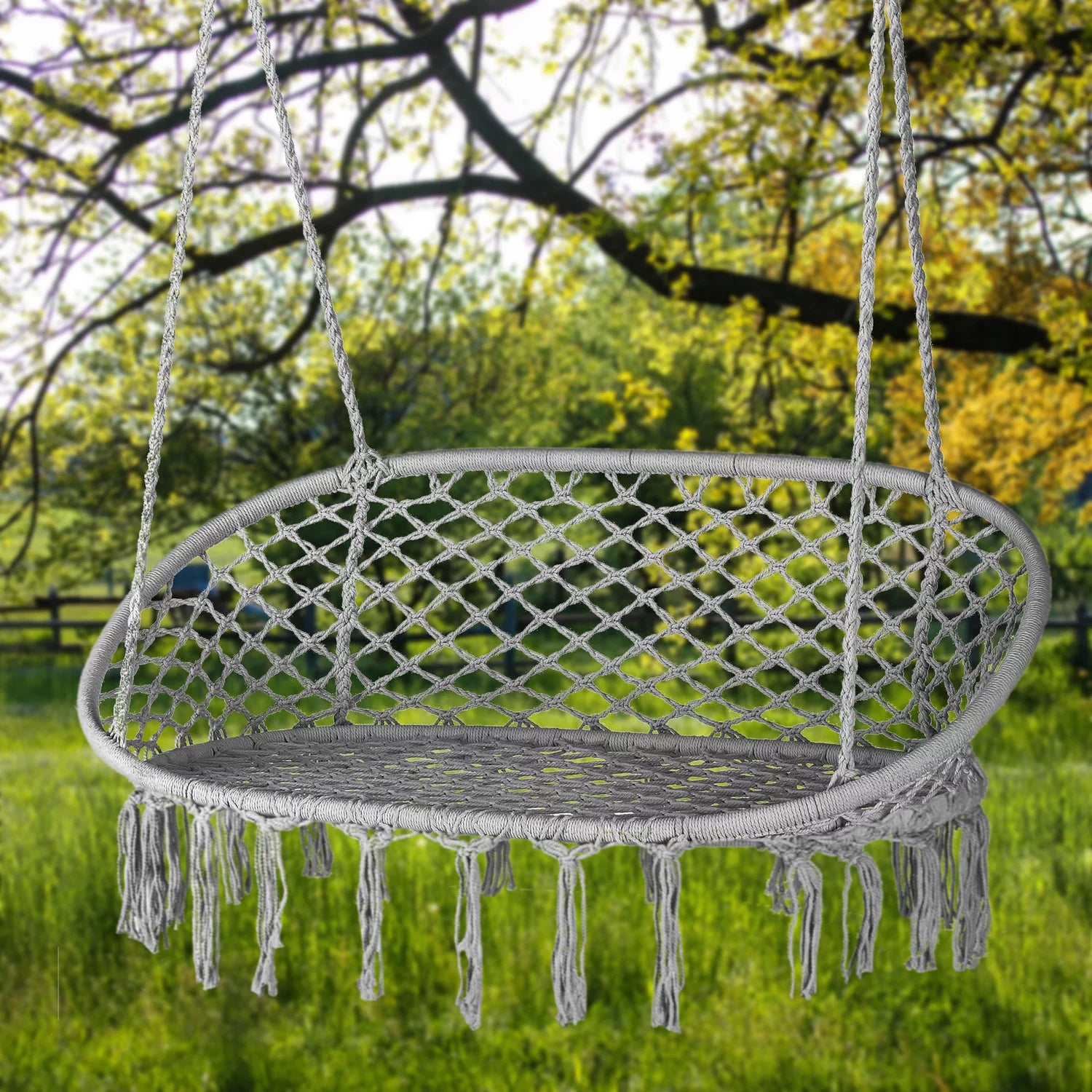 GARDEN SWING ARMCHAIR DOUBLE HANGING GARDEN BOHO XXL OUTTEC Color gray
