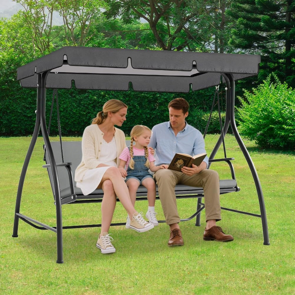 GARDEN SWING COVER SEAT WATERPROOF GREY 138x50x50CM Length 138 cm
