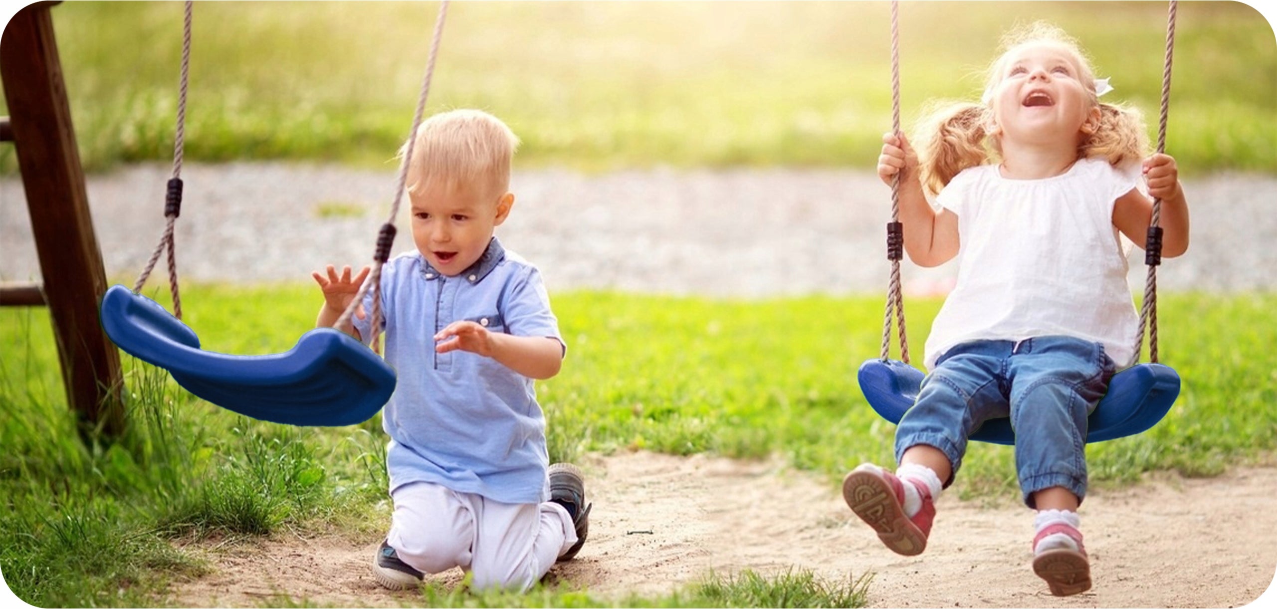 GARDEN SWING FOR CHILDREN BENCH BOARD SEAT NAVY BLUE PLASTIC Max. weight load 60 kg