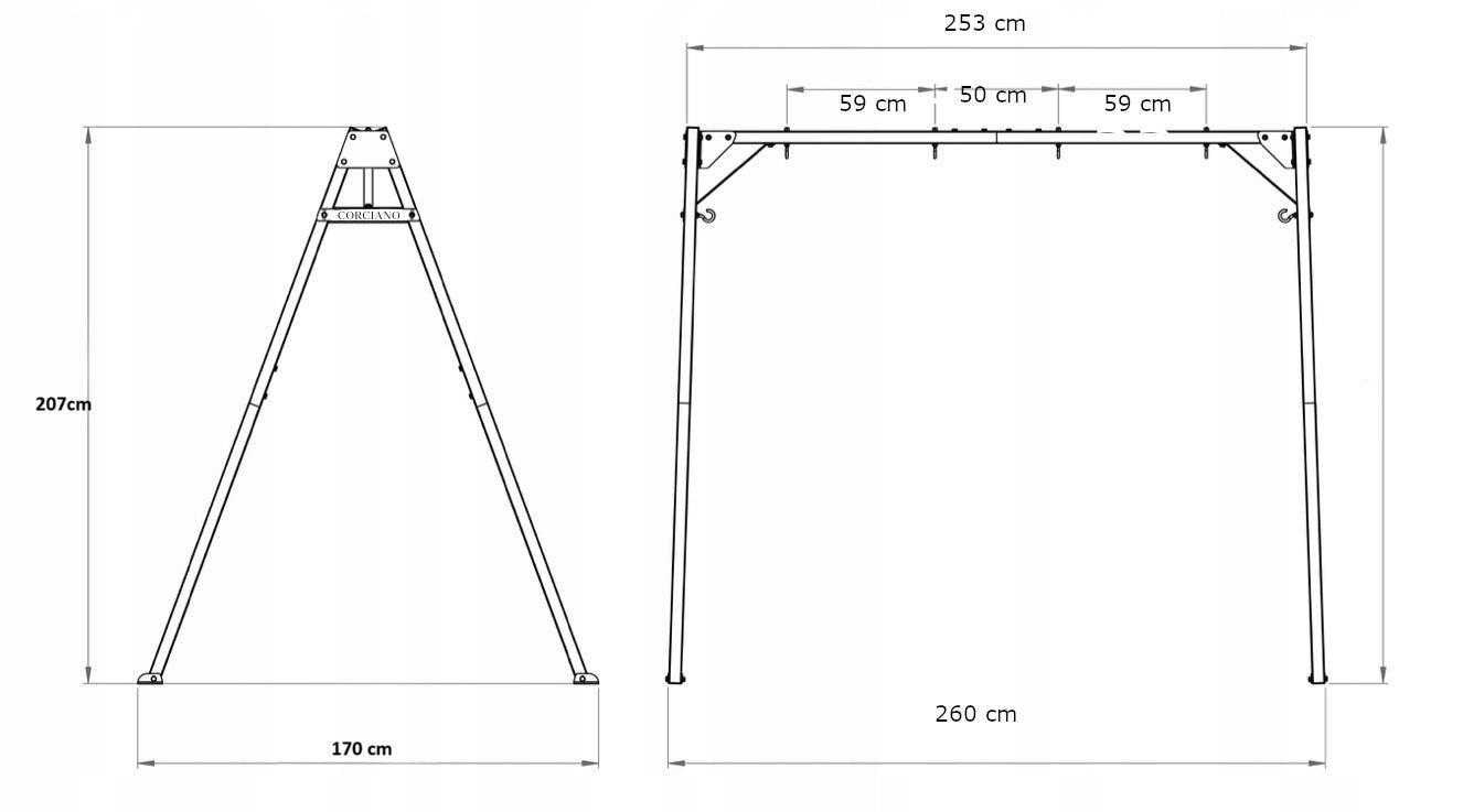 GARDEN SWING FOR CHILDREN DOUBLE FRAME CORCIANO FOR GARDEN STEEL Kind freestanding