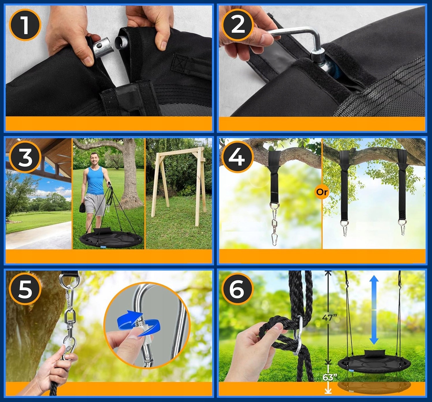 GARDEN SWING HANGING STORK NEST SWIVEL HANDLES 320KG 100CM Product weight with unit packaging 4.5 kg