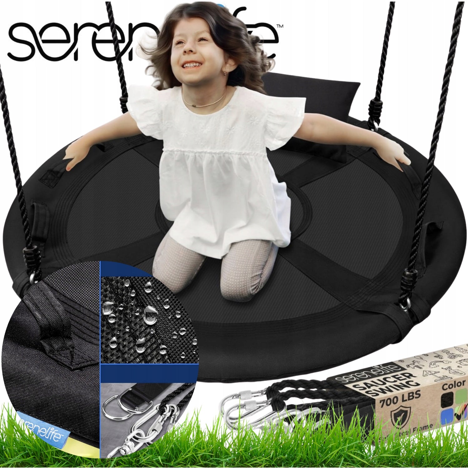 GARDEN SWING HANGING STORK NEST SWIVEL HANDLES 320KG 100CM