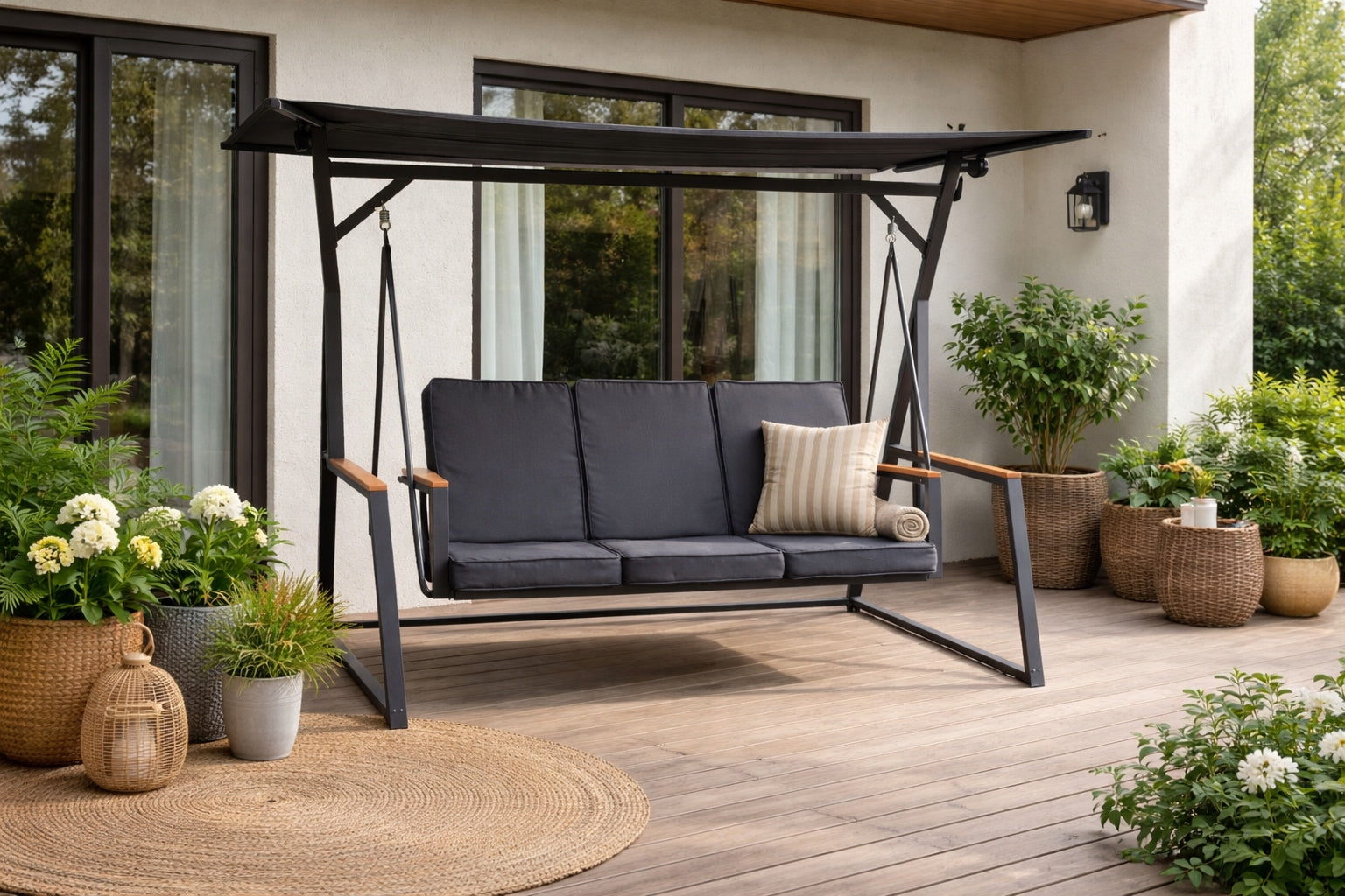 GARDEN SWING LUX PREMIUM ROCKING LINE WITH VISOR Line Nowoczesna