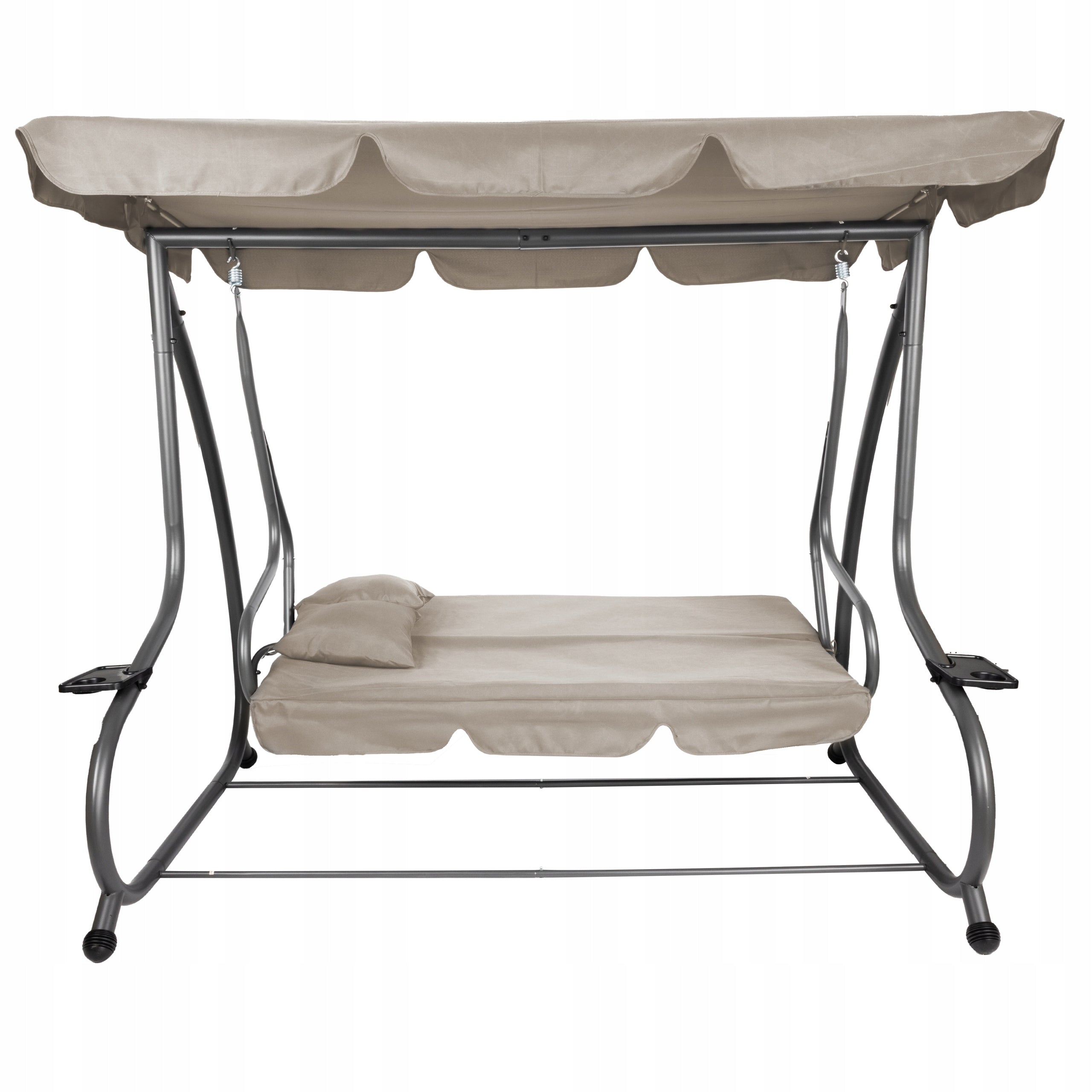 GARDEN SWING METAL FREESTANDING FOLDING BOKATO WITH VISOR BEIGE Line SWINGO COMFORT