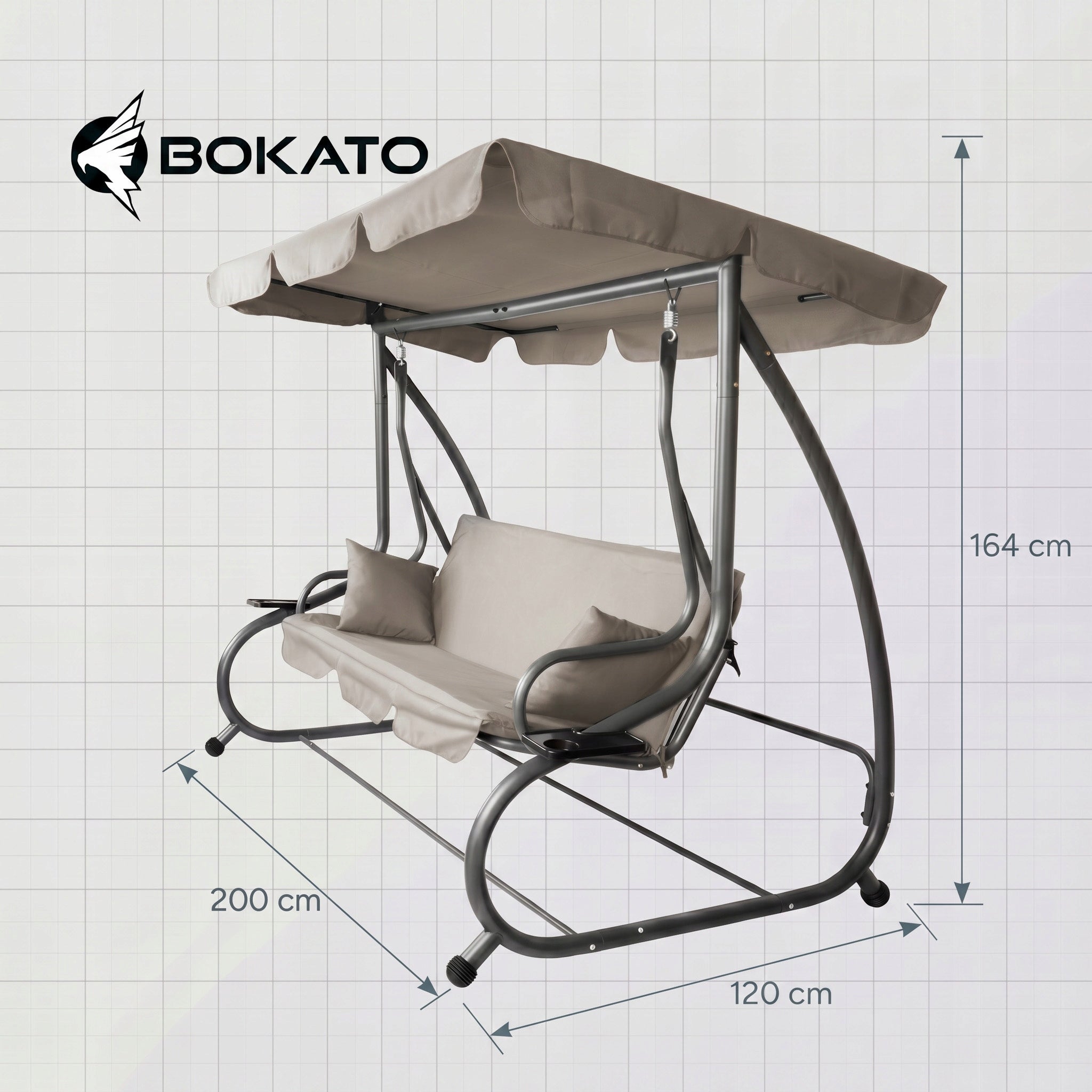 GARDEN SWING METAL FREESTANDING FOLDING BOKATO WITH VISOR BEIGE Manufacturer code MIN-27973