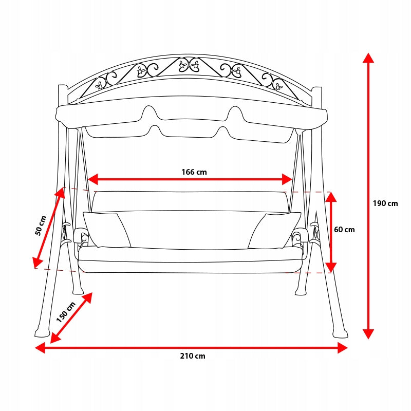 GARDEN SWING METAL ROCKING BENCH FOR TERRACE CANOPY + SOFT SEAT Line DUBLIN