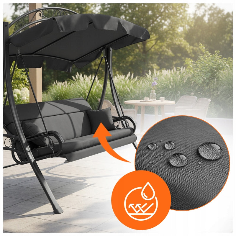 GARDEN SWING METAL ROCKING BENCH FOR TERRACE CANOPY + SOFT SEAT Material of manufacture metal fabric synthetic material