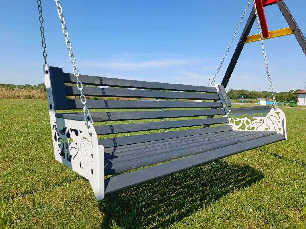 GARDEN SWING METAL SEAT WOODEN MONSTERA LASER Kind freestanding