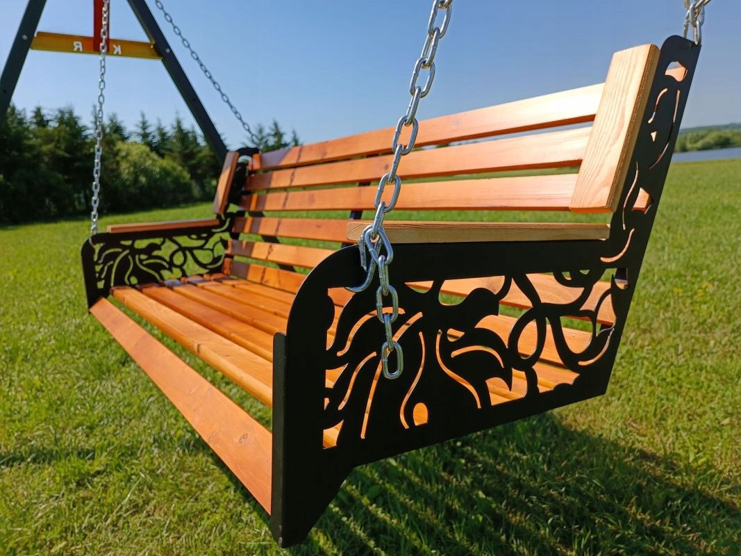GARDEN SWING METAL SEAT WOODEN MONSTERA LASER Manufacturer code HM-SM