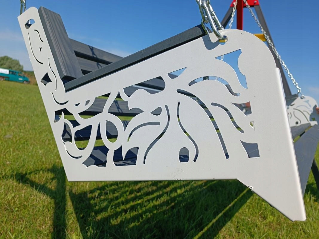 GARDEN SWING METAL SEAT WOODEN MONSTERA LASER Seat length 150 cm
