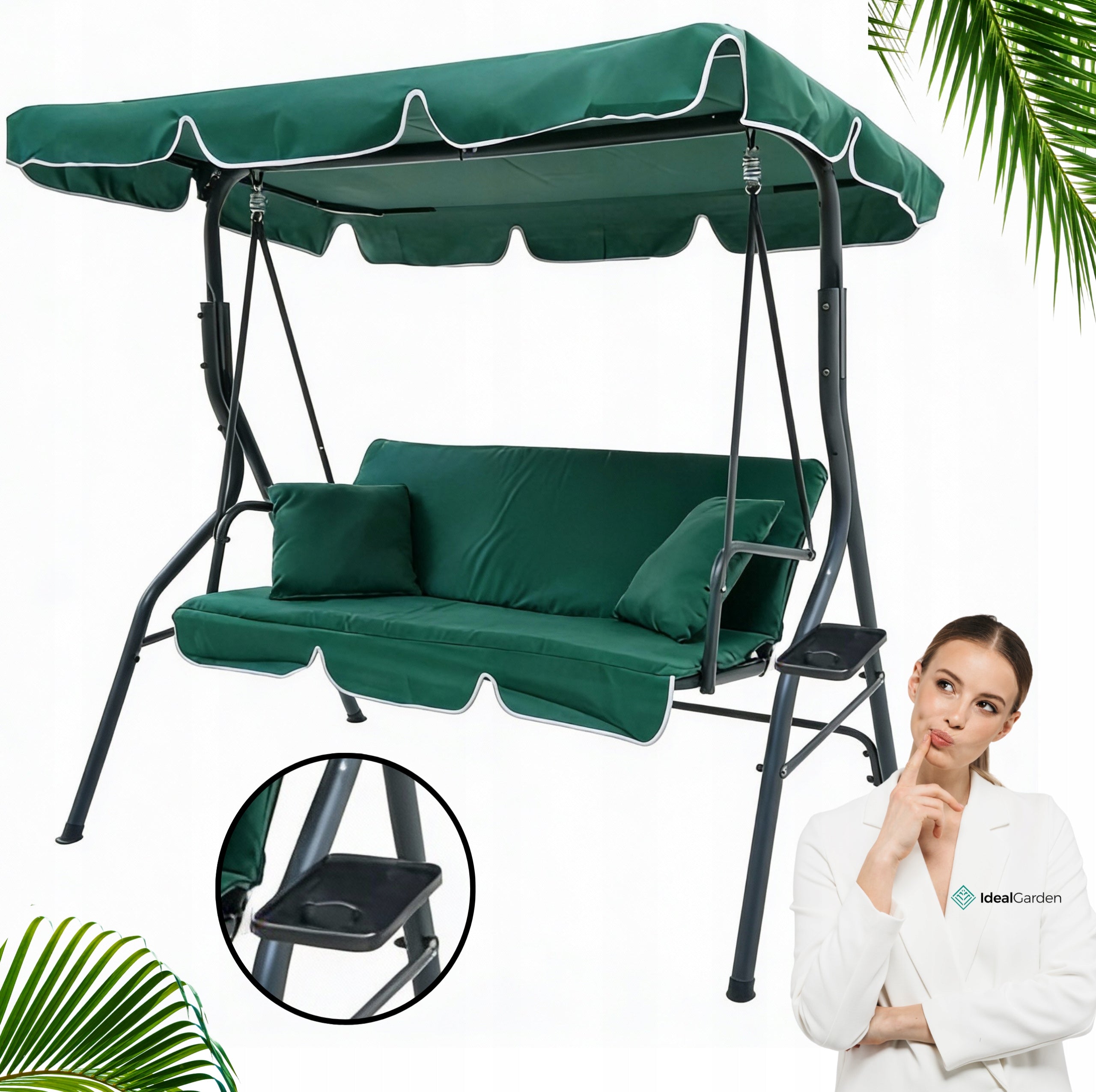 GARDEN SWING MTG 4003A ROCKING FREESTANDING 3 SEATER GREEN