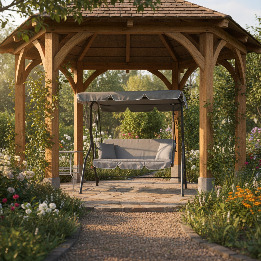 GARDEN SWING MTG 4003A ROCKING FREESTANDING 3 SEATER LIGHT GREY Line Ideal Garden