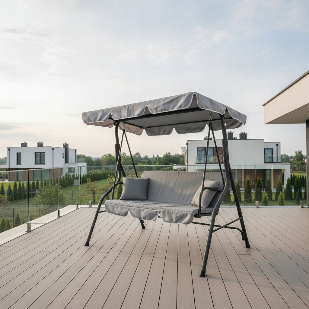GARDEN SWING MTG 4003A ROCKING FREESTANDING 3 SEATER LIGHT GREY Seat width 45 cm