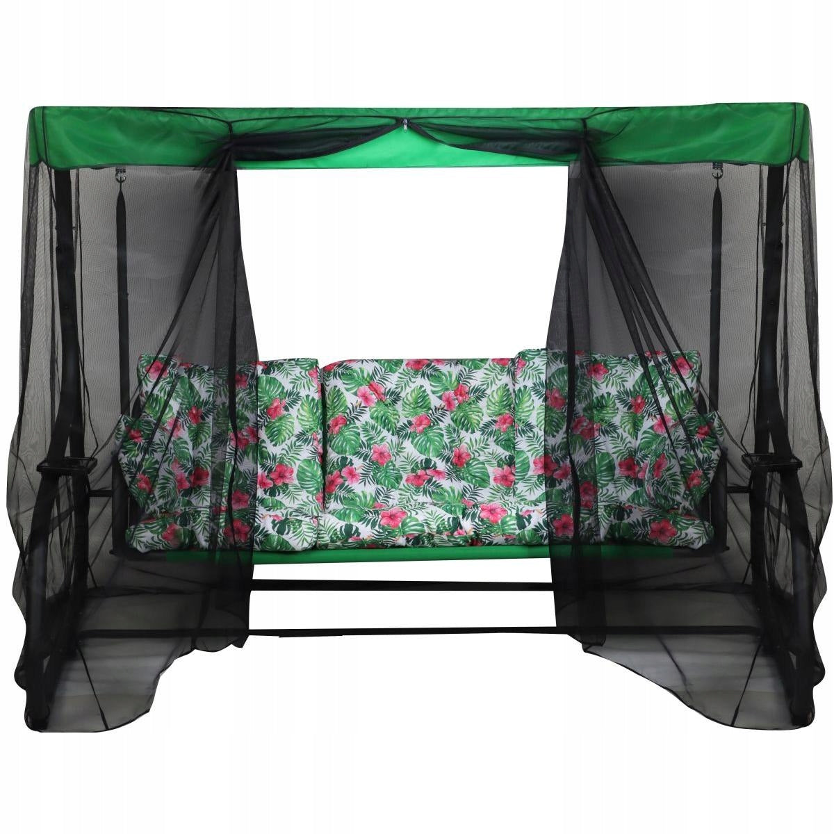 GARDEN SWING ROCKING BENCH 3-seater 2in1 FOLDING MOSQUITO NET VISOR Seat length 185 cm