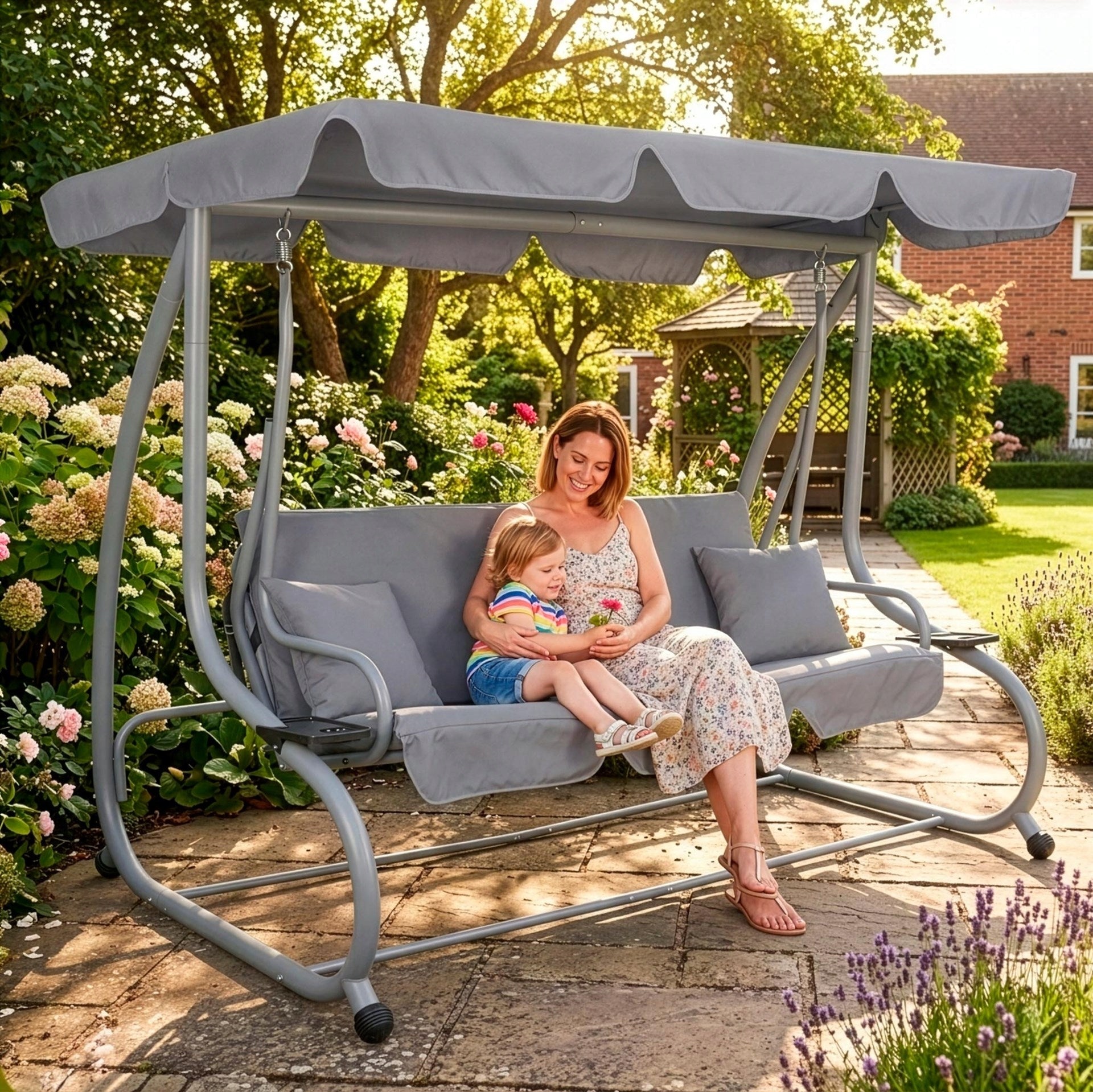 GARDEN SWING ROCKING CANOPY BENCH 3 PERSON FREESTANDING COUCH 280 kg Material of manufacture metal fabric