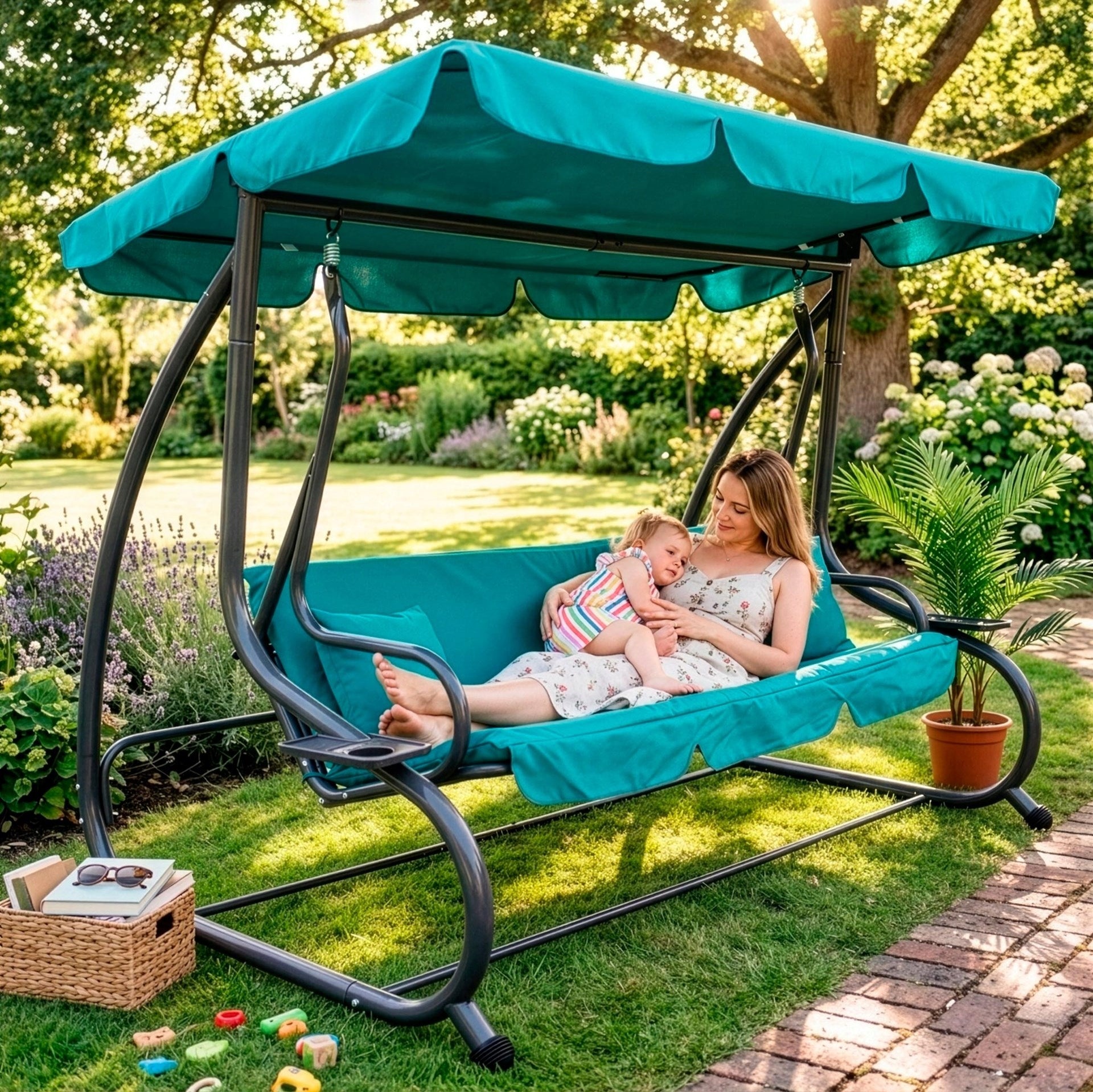 GARDEN SWING ROCKING CANOPY BENCH 3 PERSON FREESTANDING COUCH 280kg Kind freestanding
